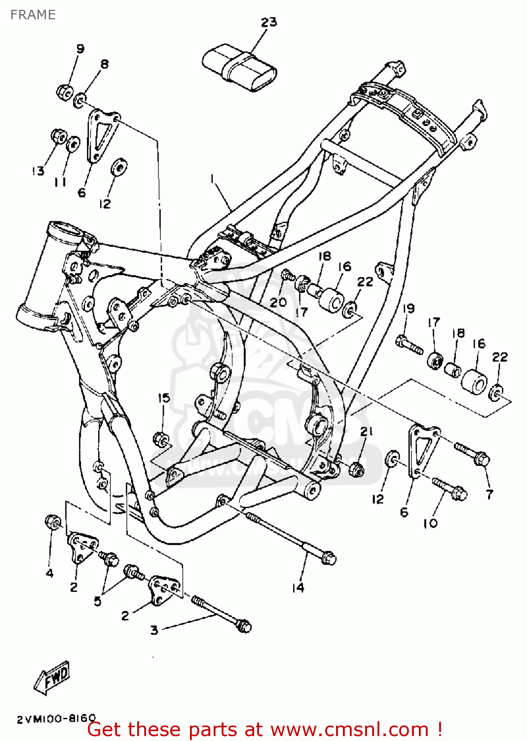 Yamaha YZ250 COMPETITION 1988 (J) USA FRAME - buy original FRAME spares ...