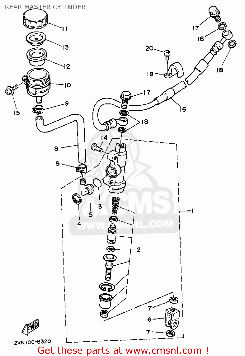 Yamaha YZ250 COMPETITION 1988 (J) USA REAR MASTER CYLINDER - buy ...