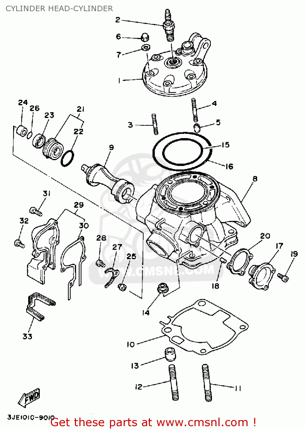 Yamaha YZ250 COMPETITION 1989 (K) USA CYLINDER HEAD-CYLINDER - buy ...