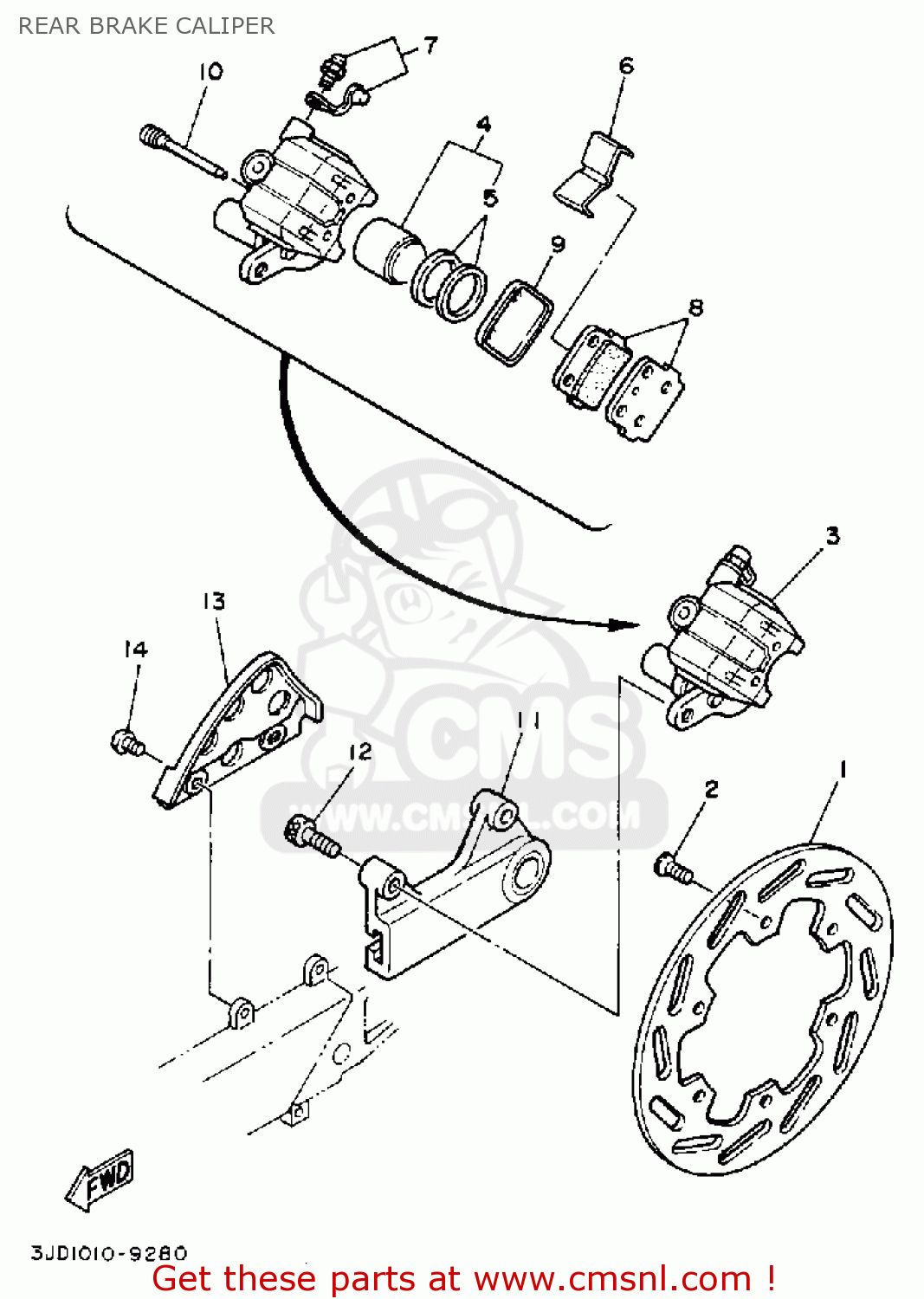 Yamaha YZ250 COMPETITION 1989 (K) USA REAR BRAKE CALIPER buy original