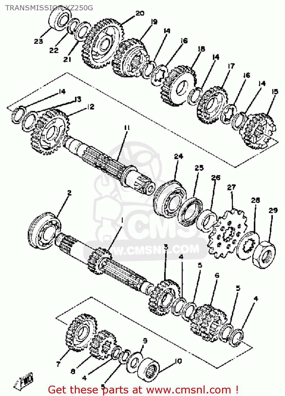 Yamaha Yz250 G Competion 1980/1981 Transmission Yz250g - schematic ...