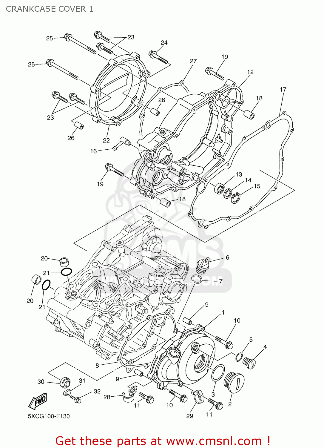 Yamaha YZ250F 2008 5XCM EUROPE 1G5XC-100EA CRANKCASE COVER 1 - buy ...