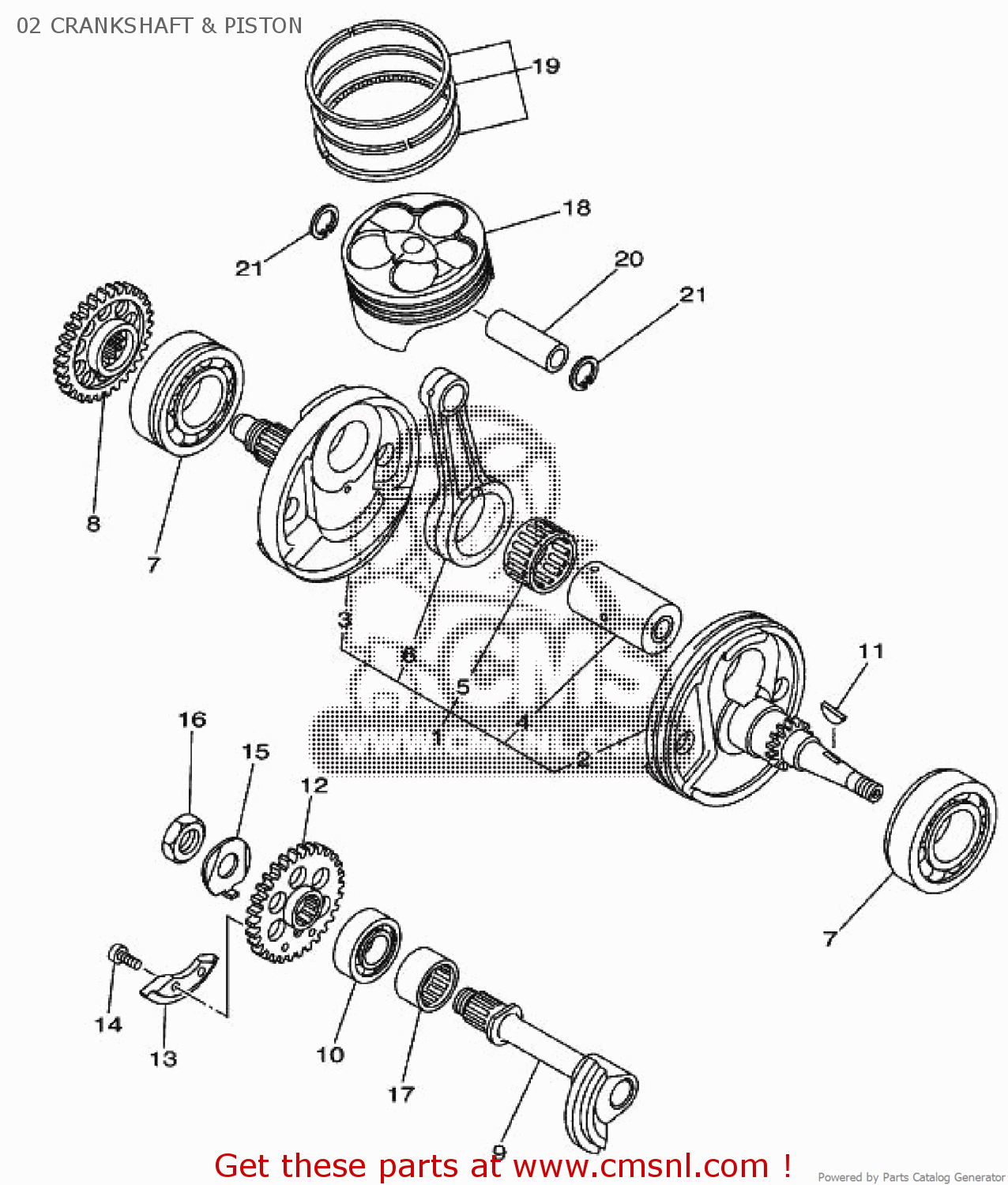 Yamaha YZ250F 2009 5XCS EUROPE 1H5XC-100E1 02 CRANKSHAFT & PISTON - buy ...