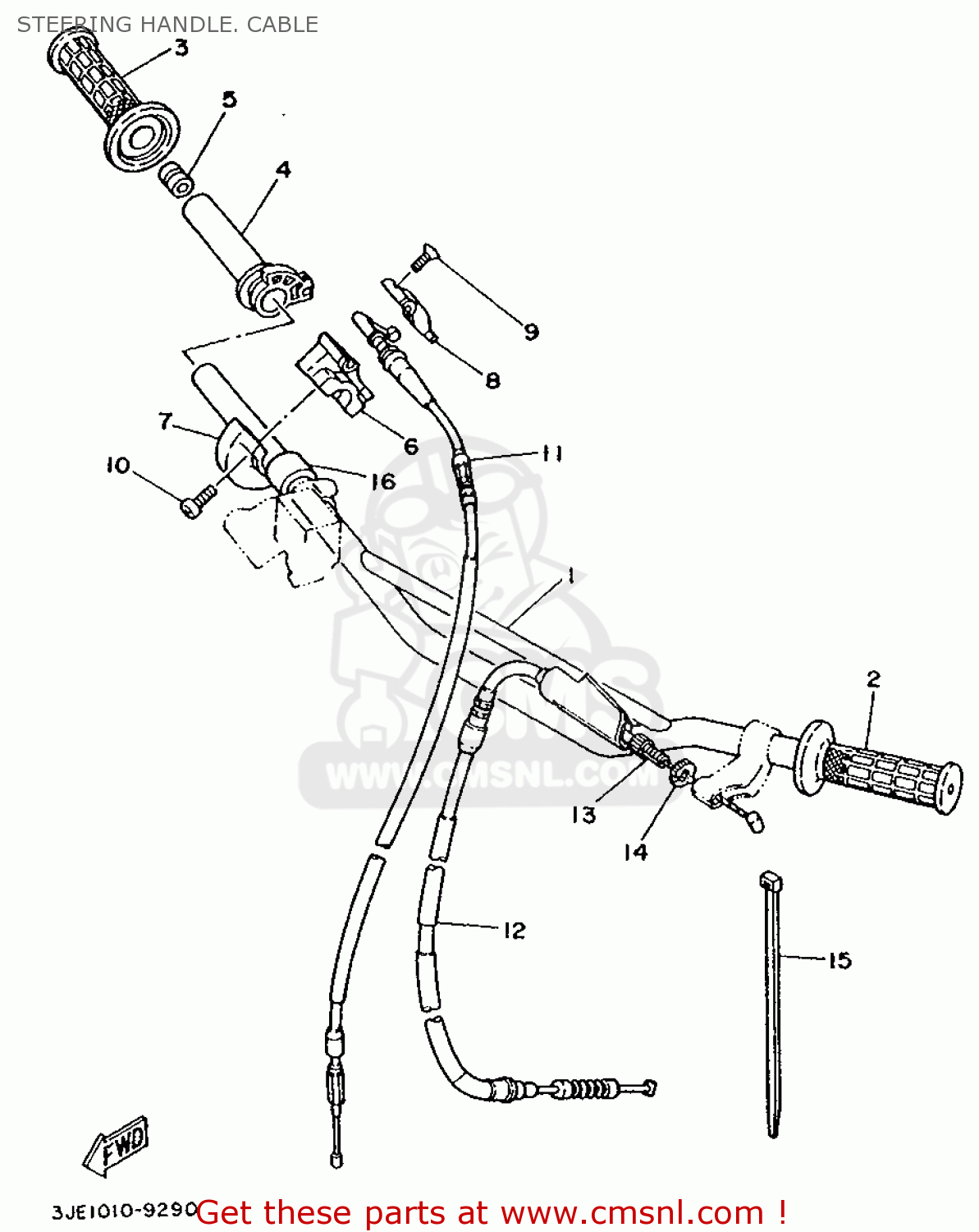 Yamaha YZ250WR 1989 3RB1 NORTH AMERICA 293RB-100E1 STEERING HANDLE ...