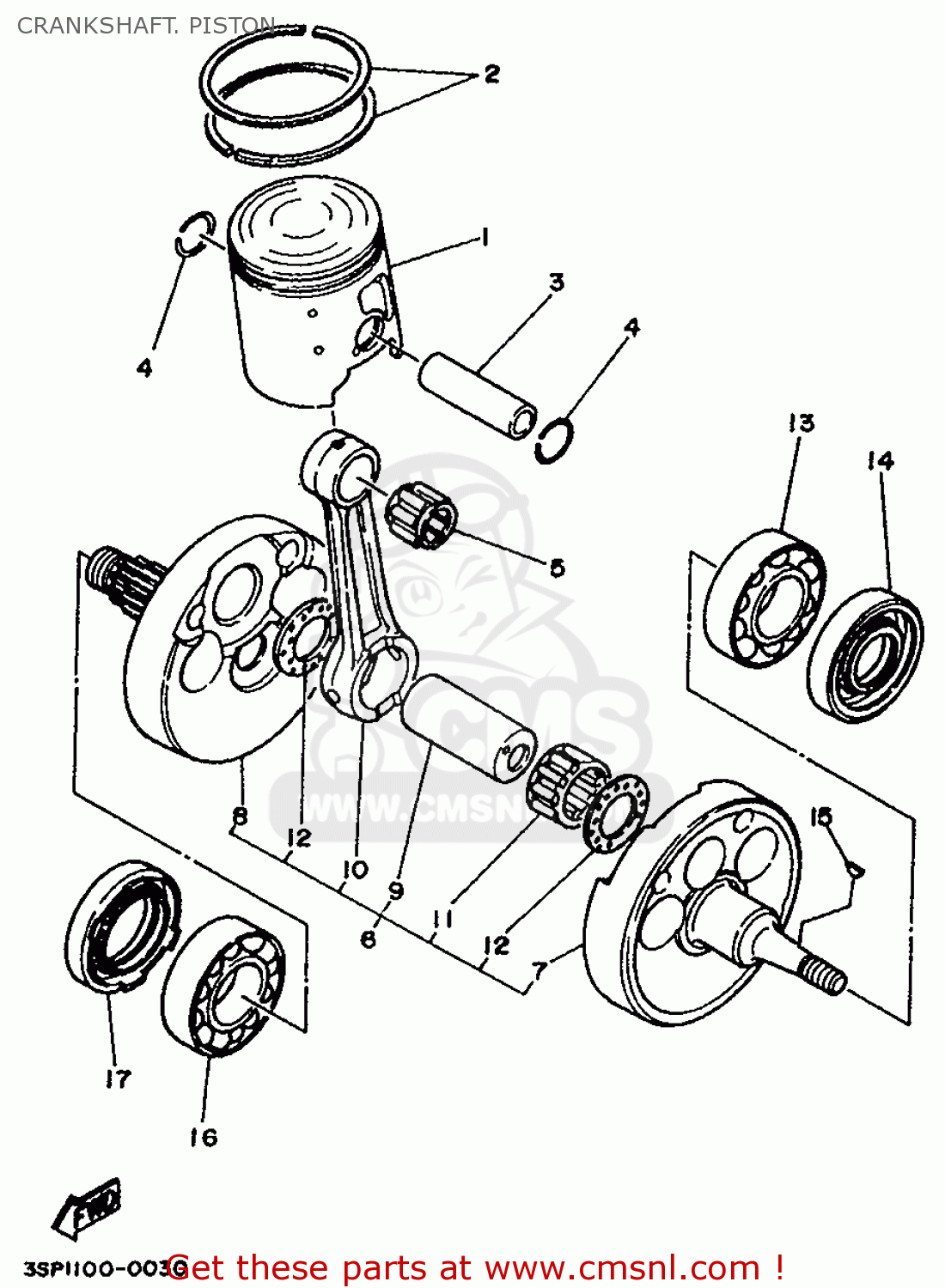 Yamaha YZ250WR 1990 3RB2 NORTH AMERICA 203RB-100E1 CRANKSHAFT. PISTON ...