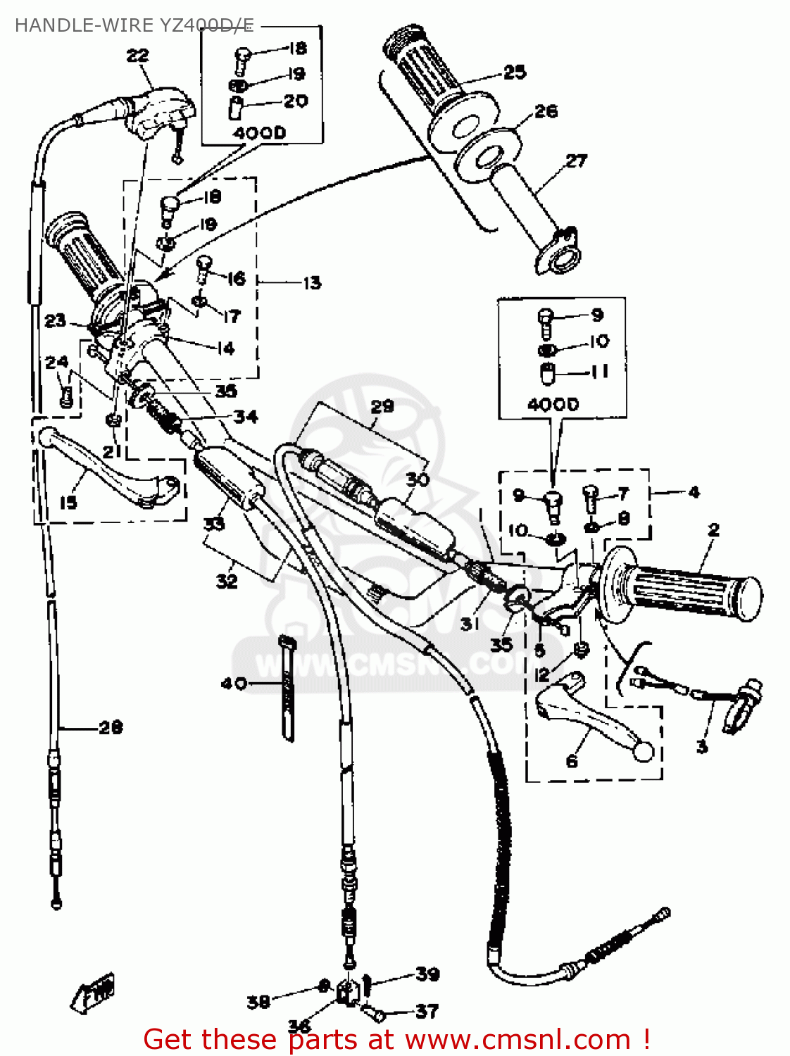 Yamaha YZ400 COMPETITION 1977 USA HANDLE-WIRE YZ400D/E - buy original ...