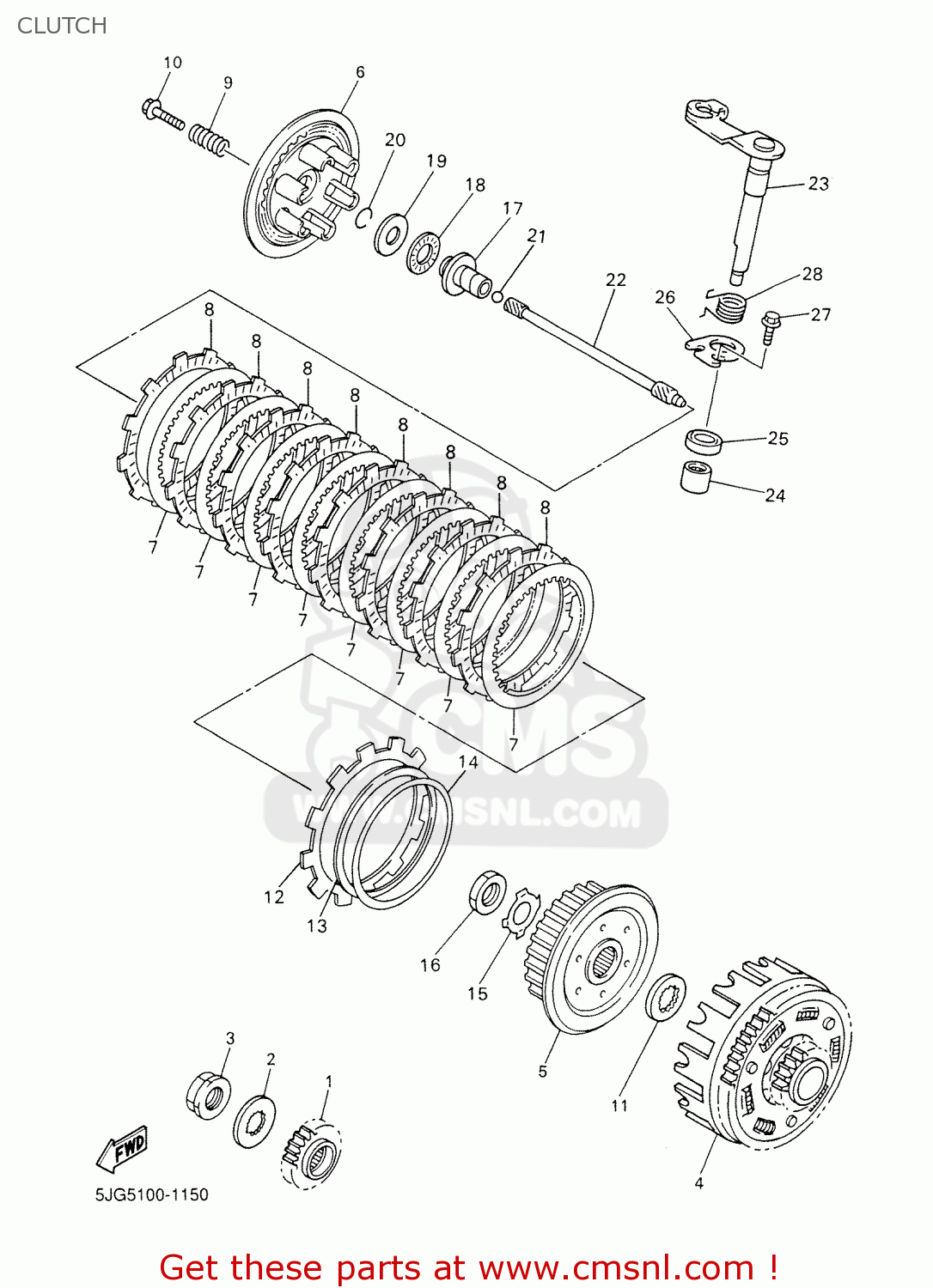 Yamaha YZ426F 2001 5JG6 BELGIUM 115JG-100E1 CLUTCH - buy original ...