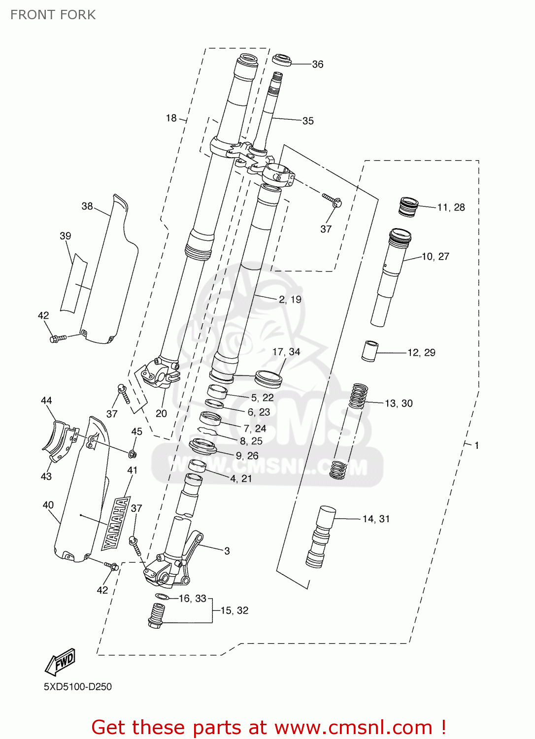 Yamaha YZ450F 2005 5XD7 JAPAN 1D5XD100E1 FRONT FORK buy original