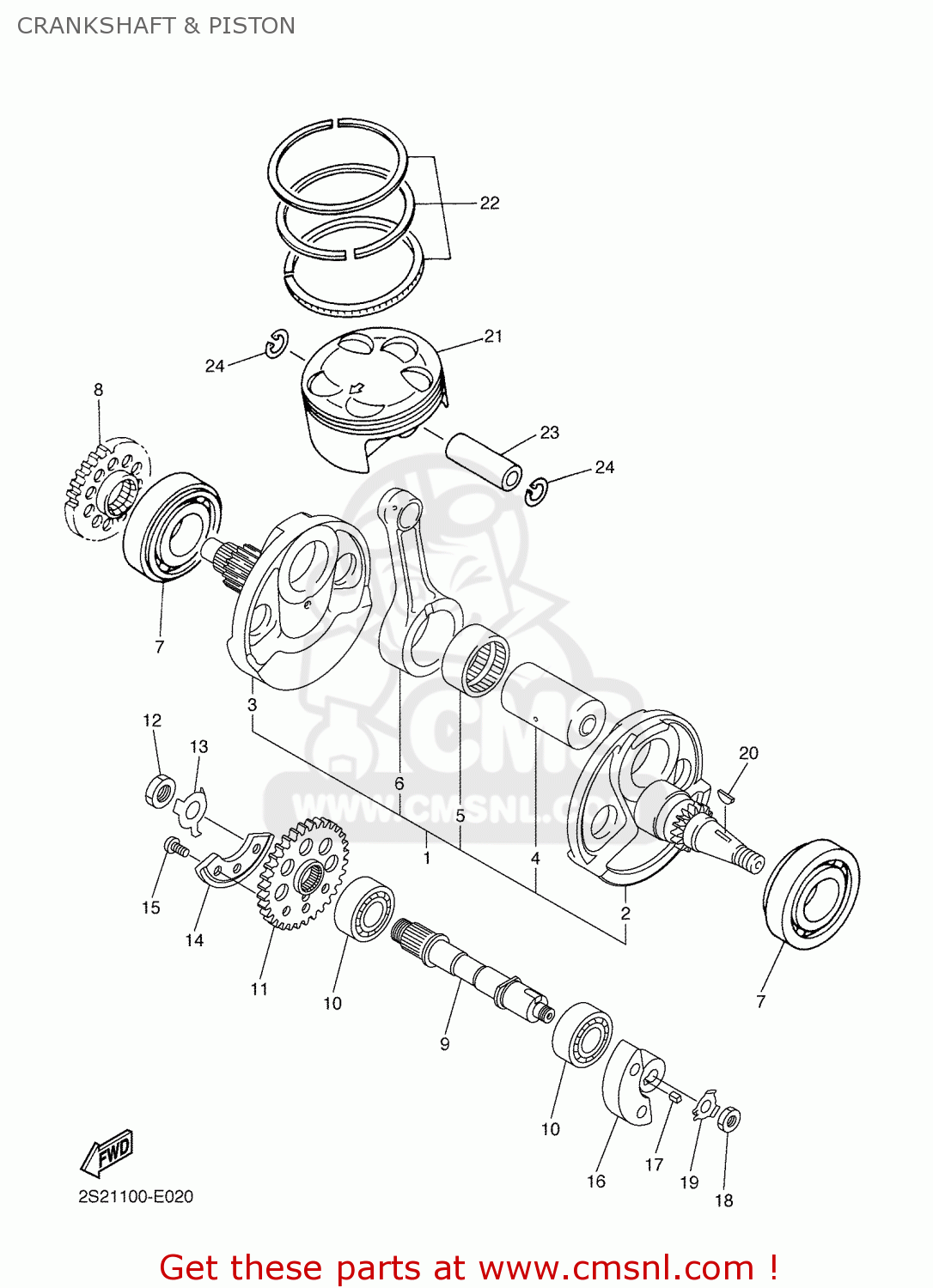 Yamaha YZ450F 2008 2S2C EUROPE 1G2S2100E1 CRANKSHAFT & PISTON buy