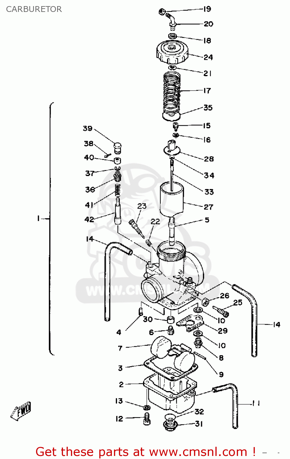 Yamaha YZ465 1980 (A) USA CARBURETOR - buy original CARBURETOR spares ...