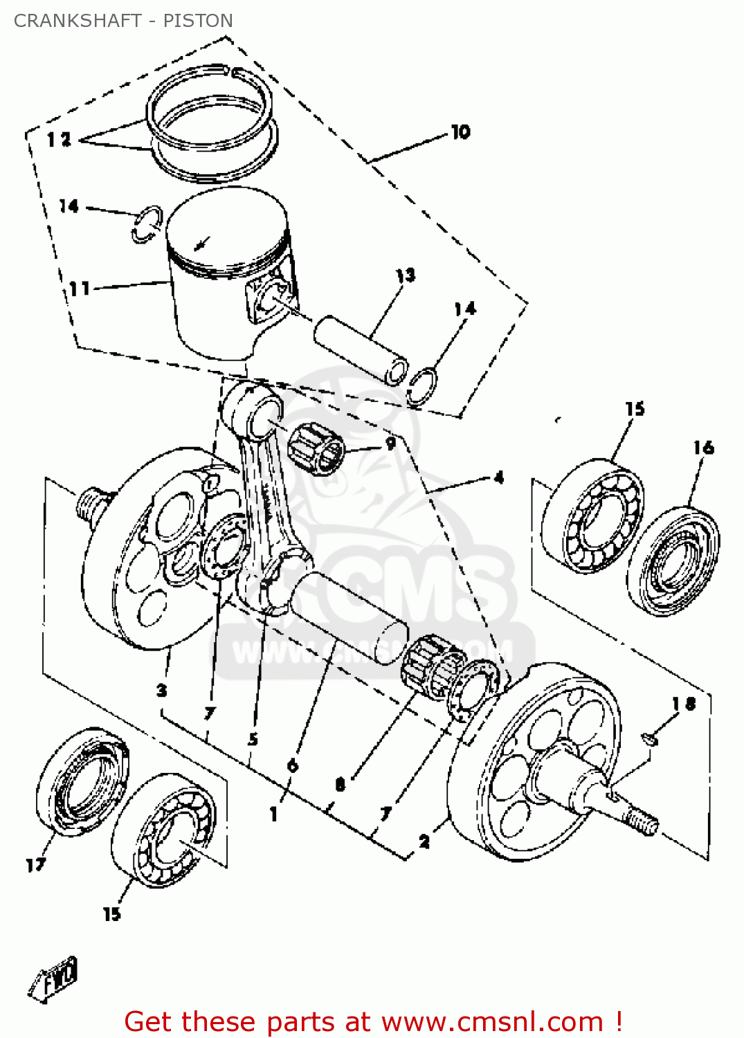 Yamaha YZ465 COMPETITION 1981 (B) USA CRANKSHAFT - PISTON - buy ...