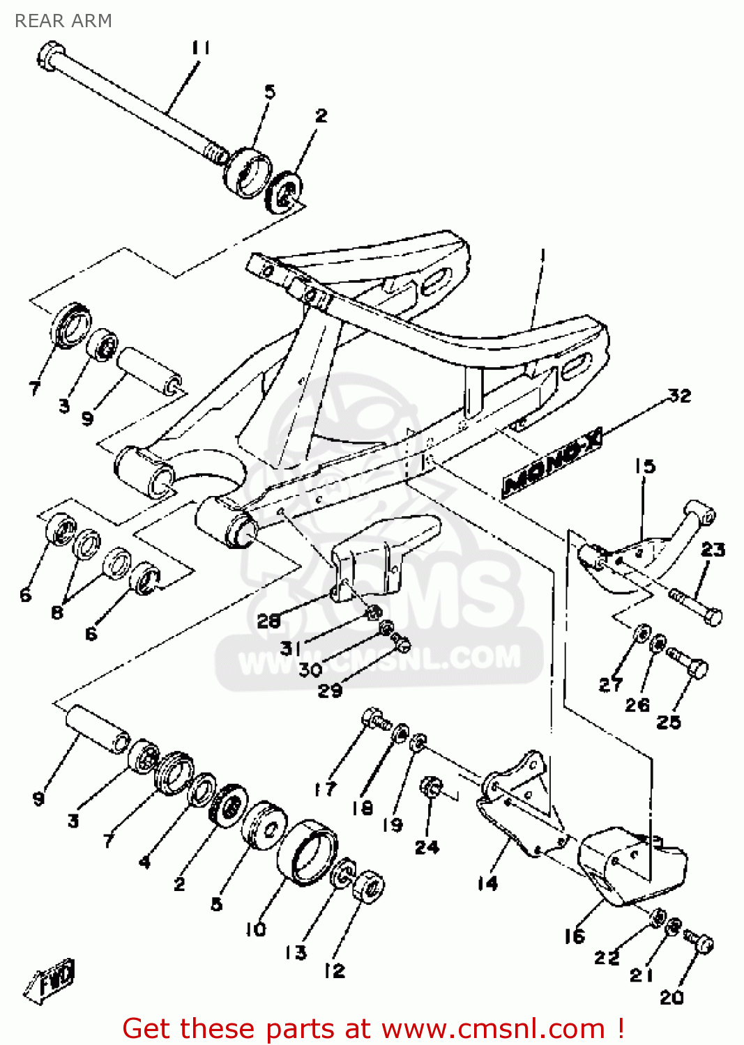 Yamaha YZ465 COMPETITION 1981 (B) USA REAR ARM - buy original REAR ARM ...