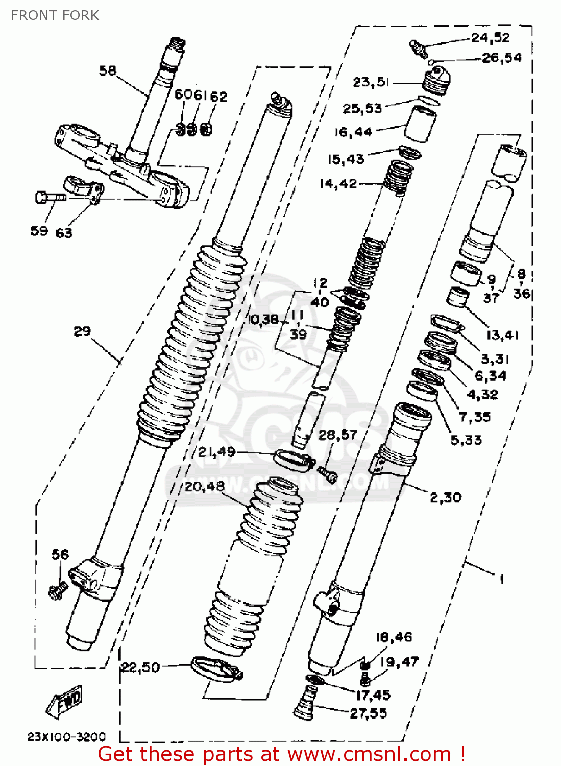 Yamaha YZ490 COMPETITION 1983 (D) USA FRONT FORK - buy original FRONT ...