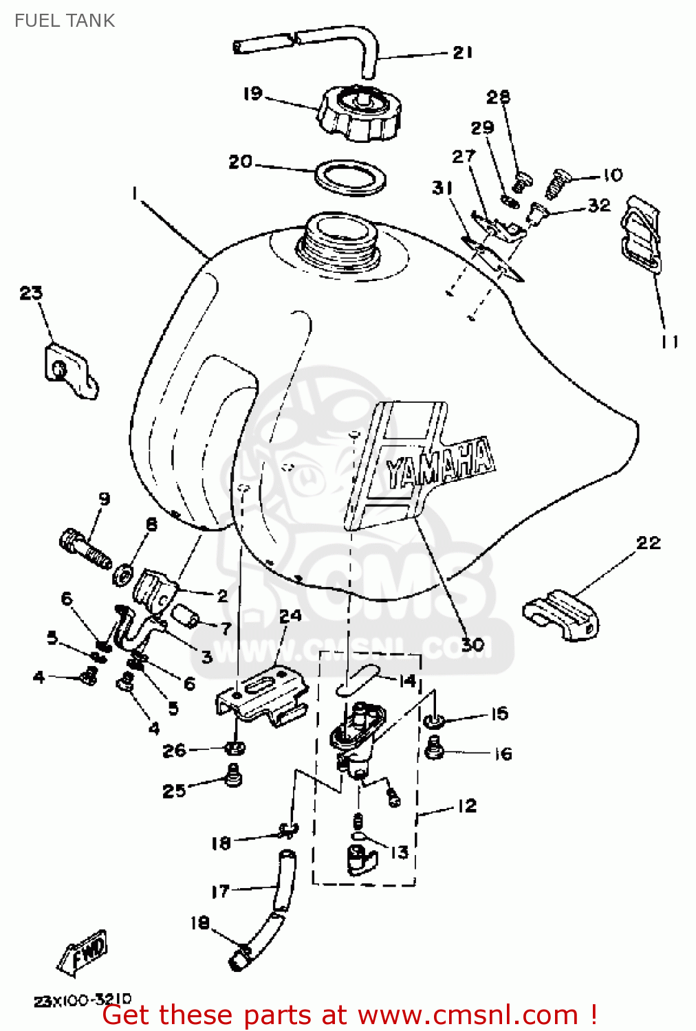 Yamaha YZ490 COMPETITION 1983 (D) USA FUEL TANK - buy original FUEL ...