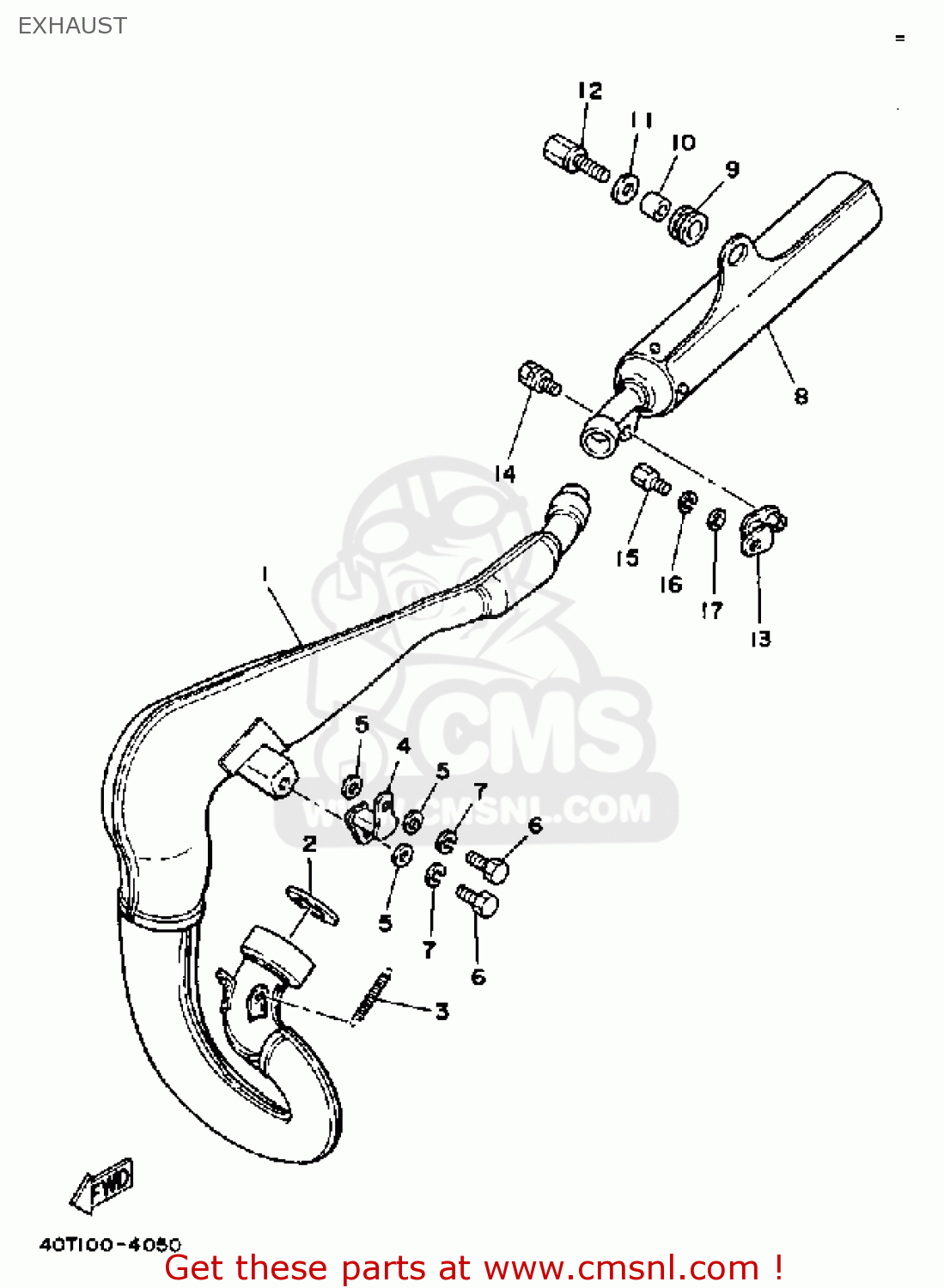 Yamaha YZ490 COMPETITION 1984 (E) USA EXHAUST - buy original EXHAUST ...