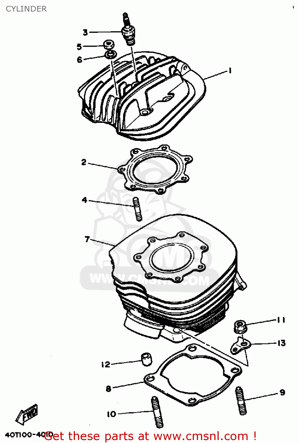 Yamaha YZ490 COMPETITION 1986 (G) USA CYLINDER buy original CYLINDER