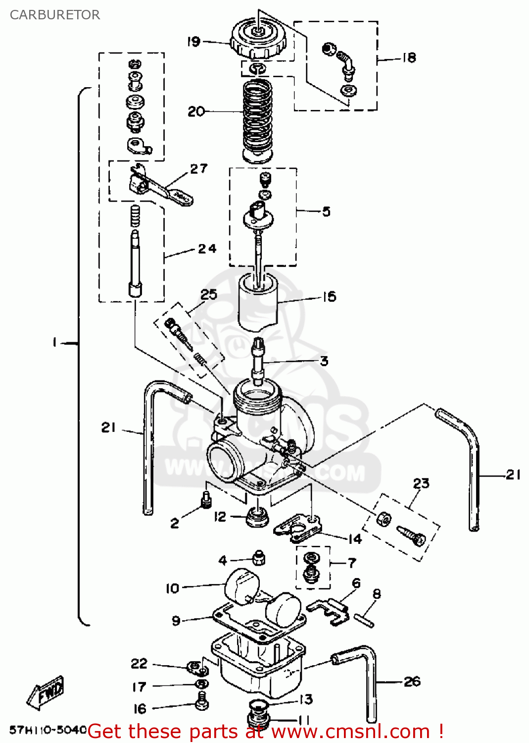 Yamaha YZ490 COMPETITION 1988 (J) USA CARBURETOR - buy original ...