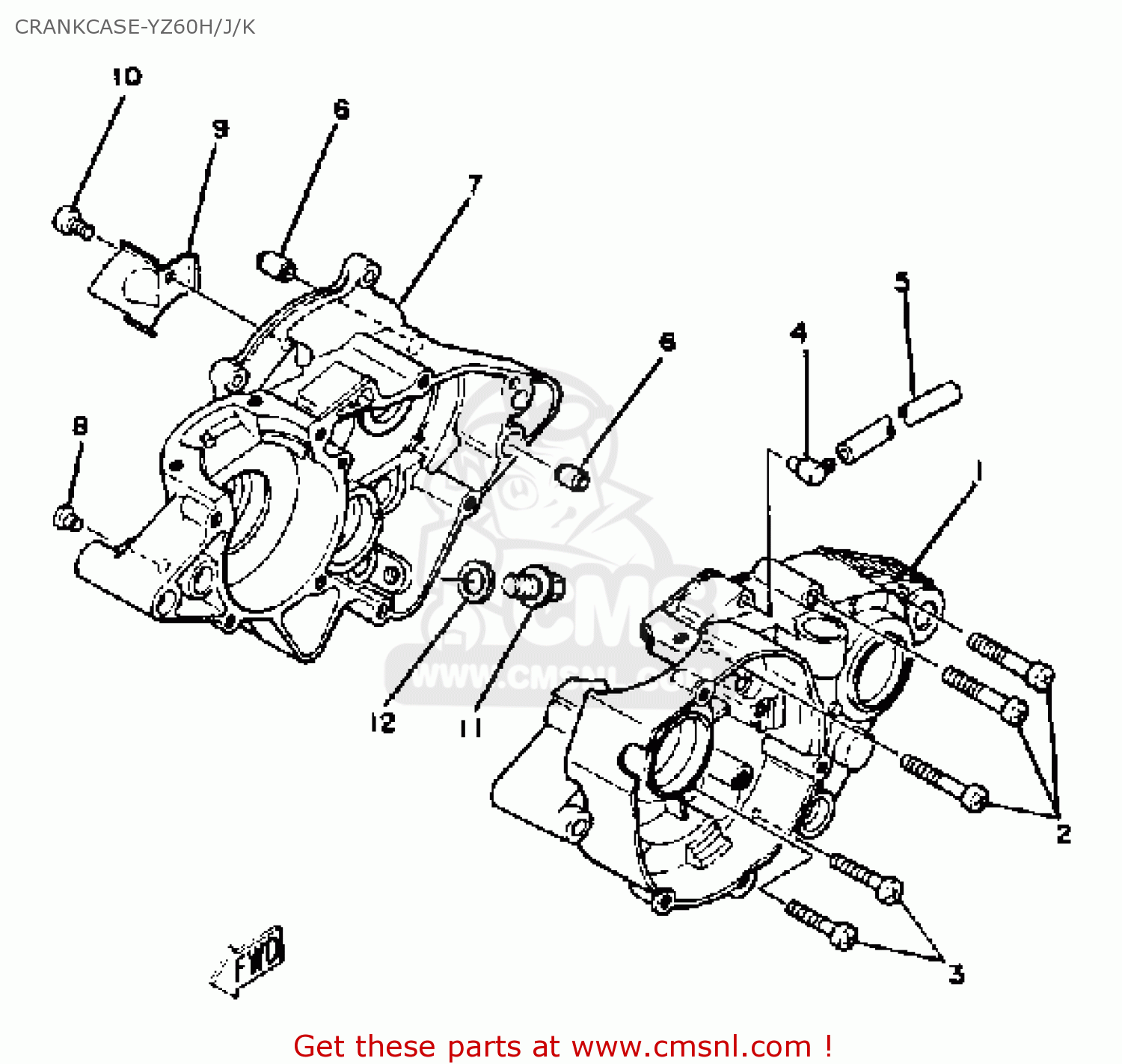 Yamaha YZ60 COMPETITION 1981 (B) USA CRANKCASE-YZ60H/J/K - buy original ...