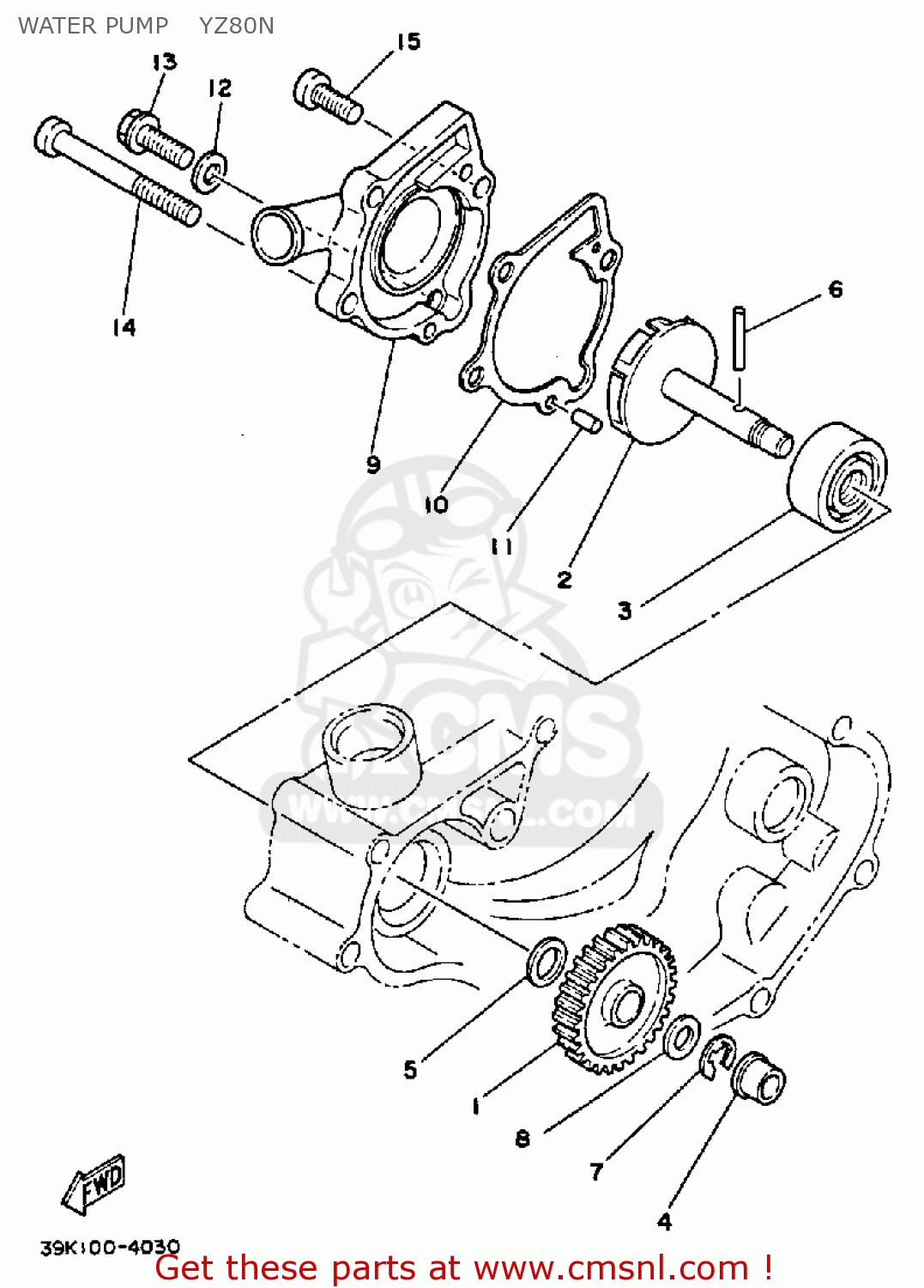 Yamaha YZ80 1985 (F) USA WATER PUMP 