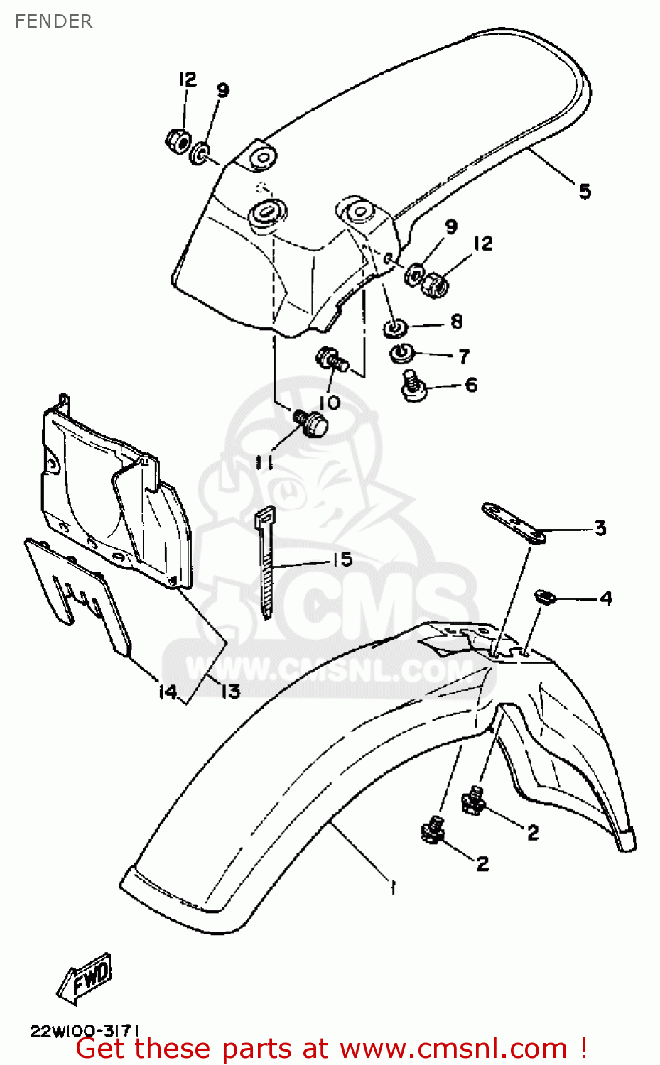 Yamaha YZ80 1987 (H) USA FENDER - buy original FENDER spares online