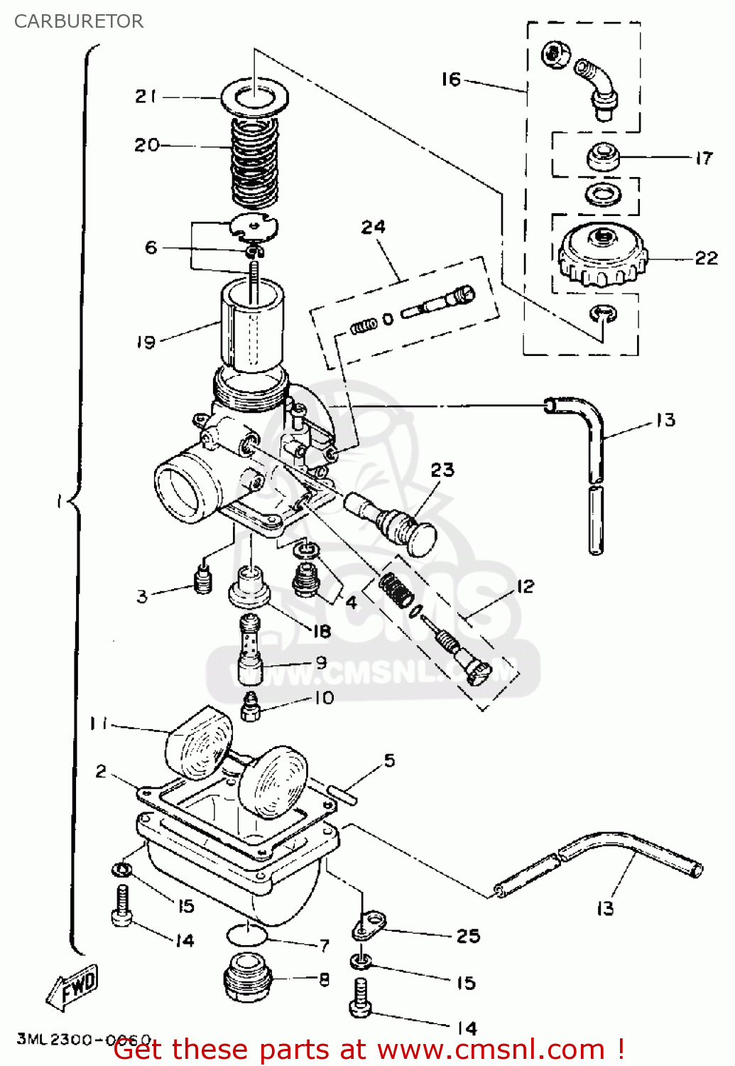 Yamaha YZ80 1992 (N) USA CARBURETOR - buy original CARBURETOR spares online