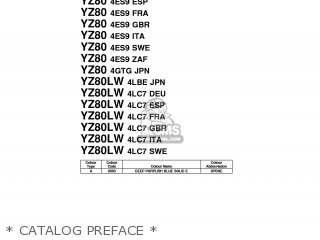 Yamaha YZ80 2000 4ES9 CANADA 104ES-100E1 parts lists and schematics