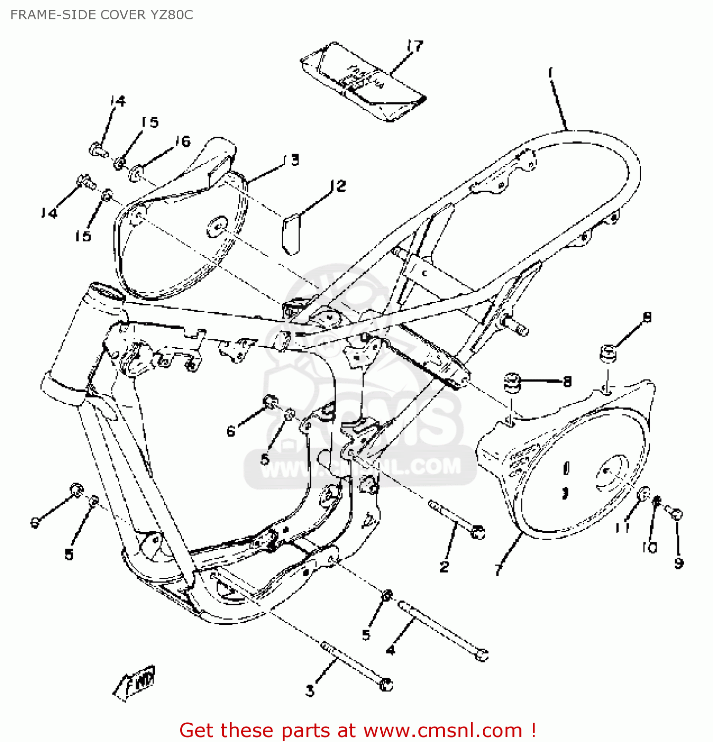 Yamaha YZ80 COMPETITION 1976 USA FRAME-SIDE COVER YZ80C - buy original ...