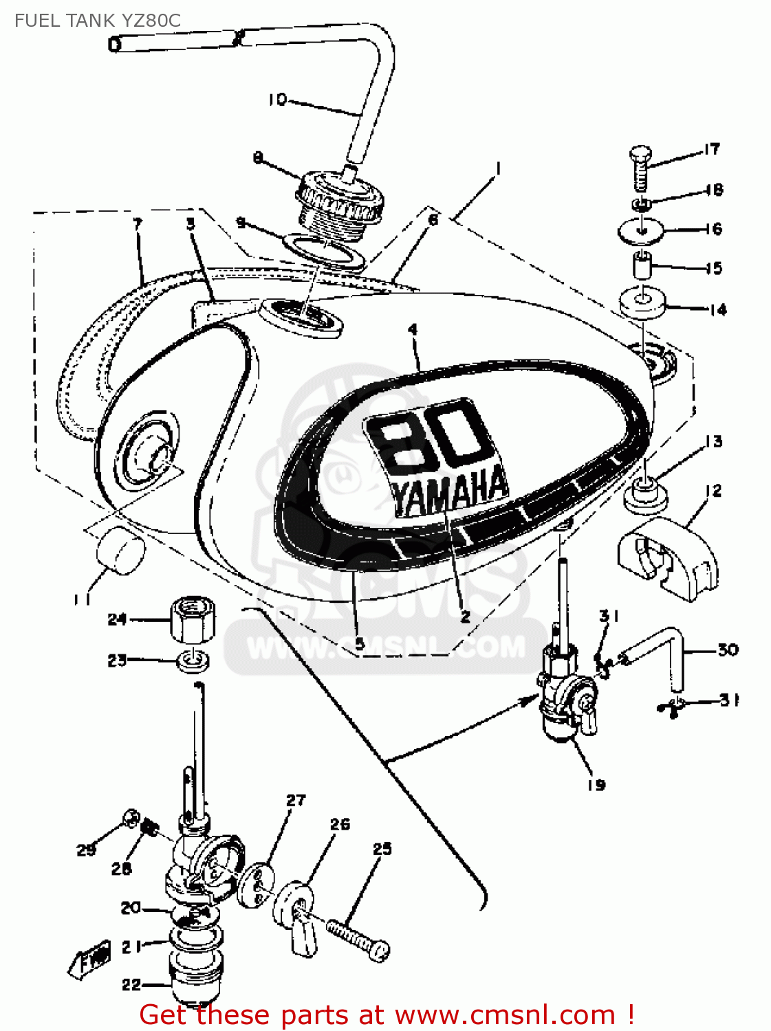 Yz80 fuel online tank