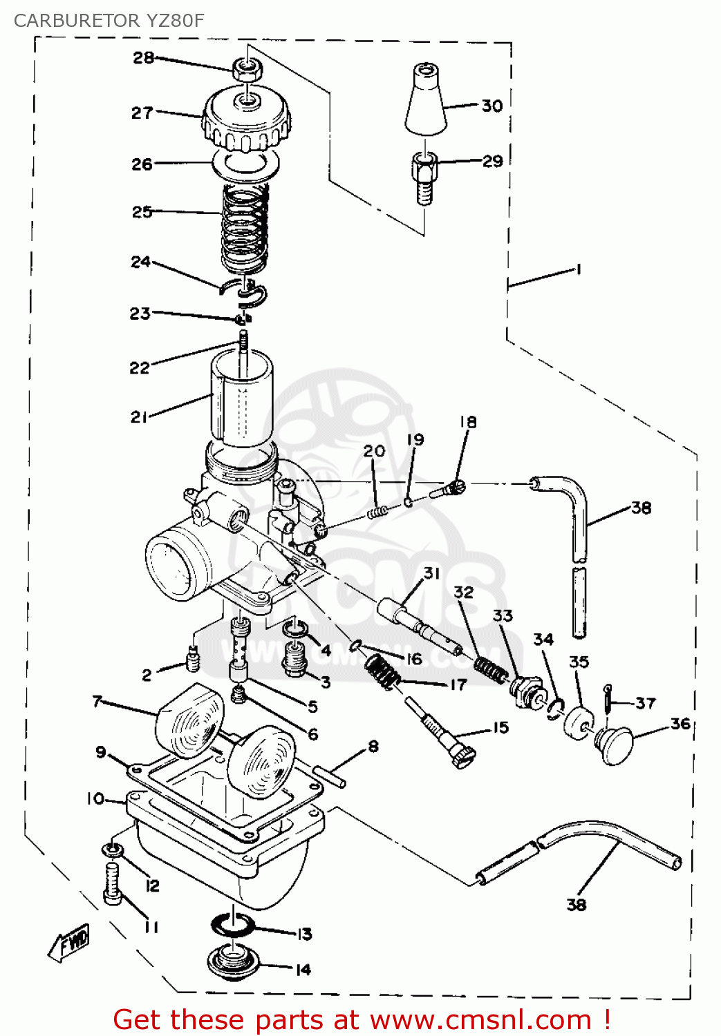 Yamaha YZ80 COMPETITION 1979 USA CARBURETOR YZ80F - buy original ...