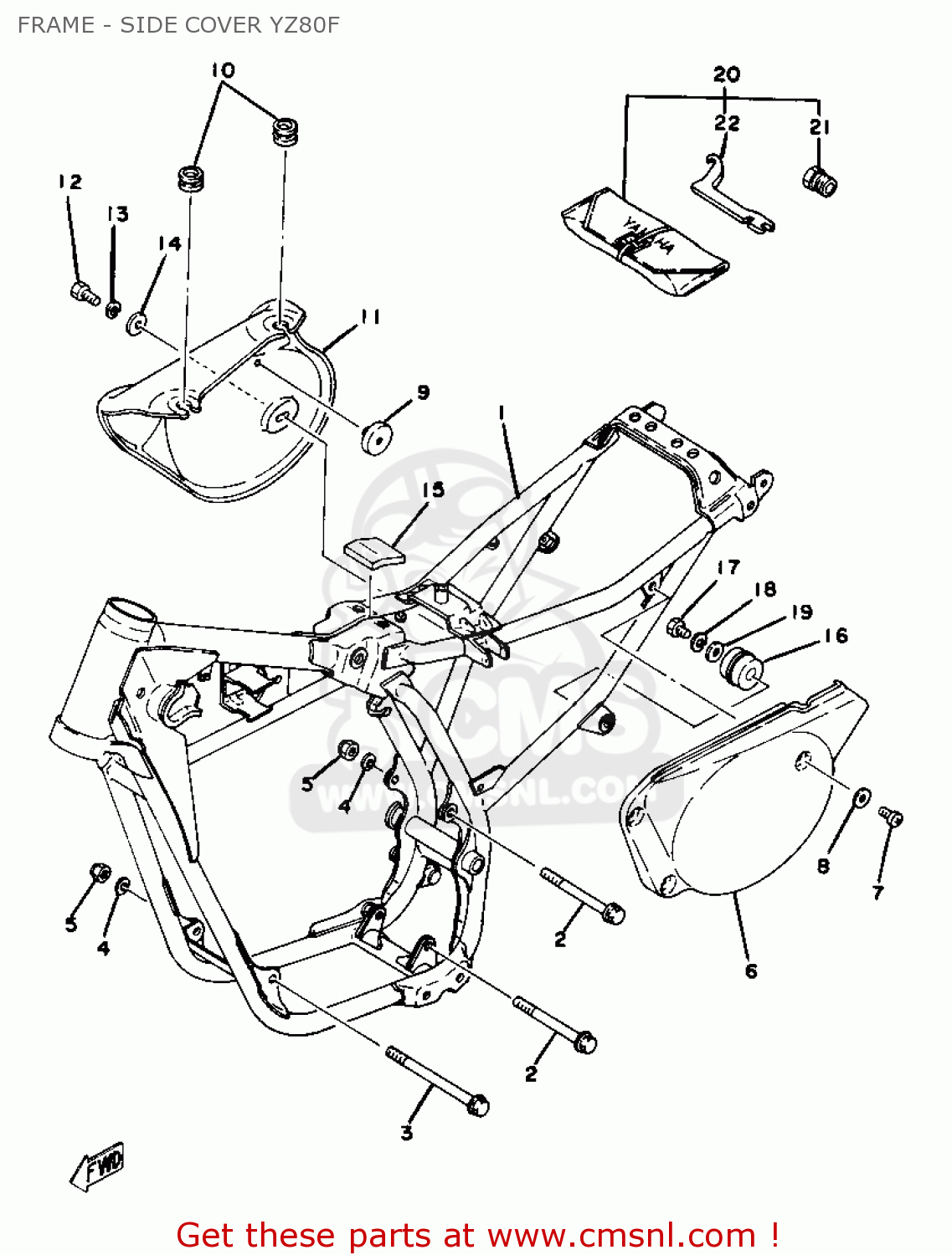 Yamaha YZ80 COMPETITION 1979 USA FRAME - SIDE COVER YZ80F - buy ...