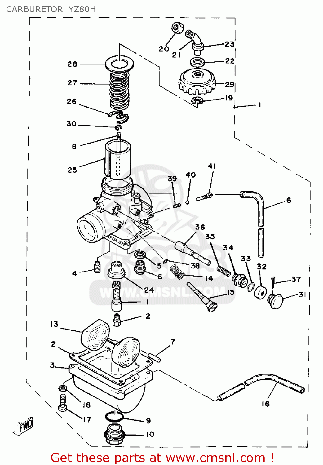 Yamaha YZ80 COMPETITION 1981 (B) USA CARBURETOR YZ80H - buy original ...