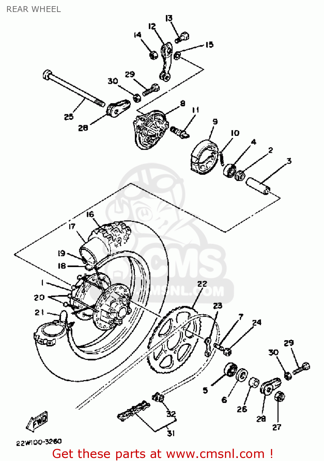 Yamaha YZ80 COMPETITION 1983 (D) USA REAR WHEEL - buy original REAR ...