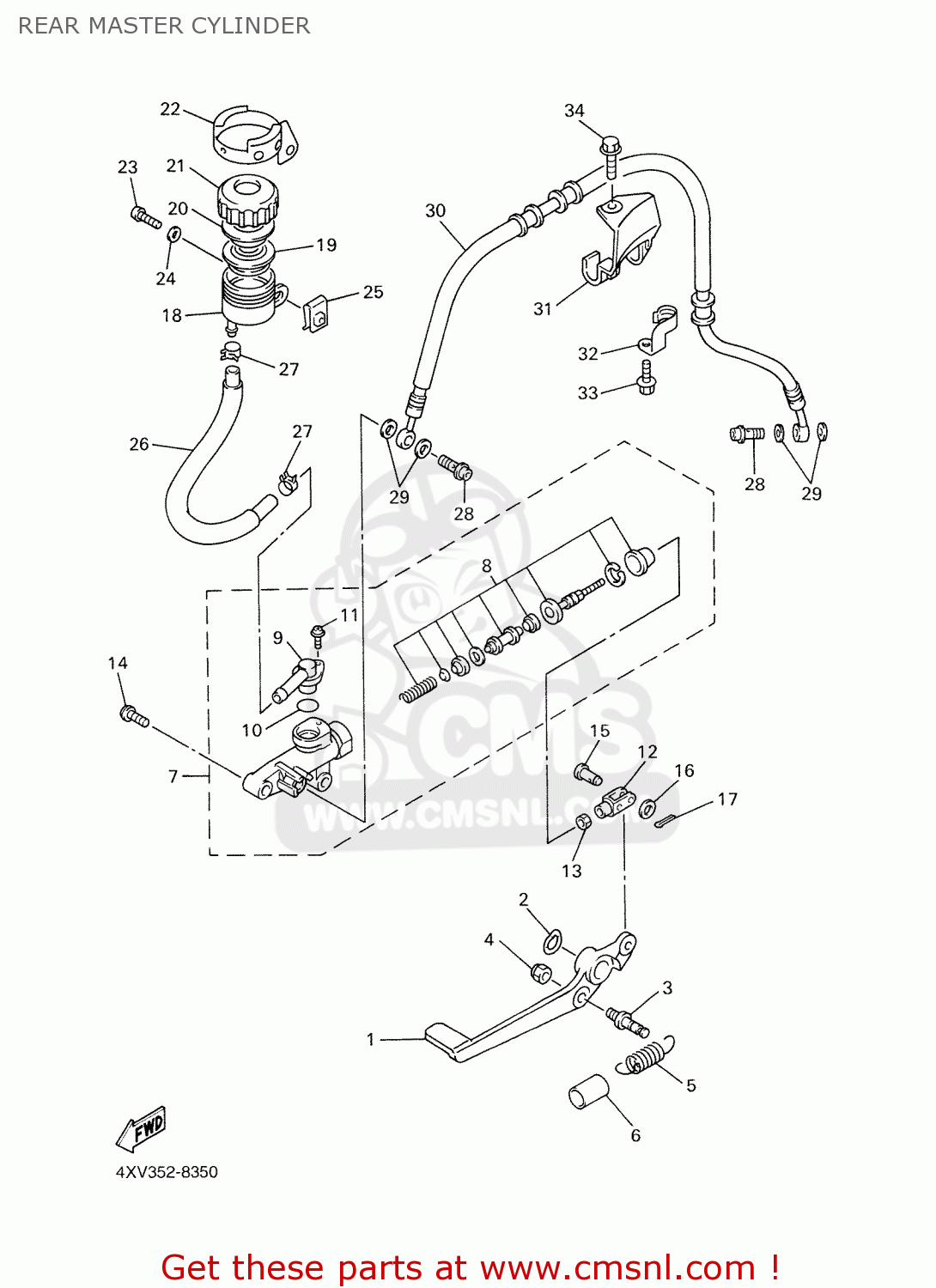 Yamaha YZF-R1 1999 4XV8 GERMANY 194XV-332G4 REAR MASTER CYLINDER - buy ...