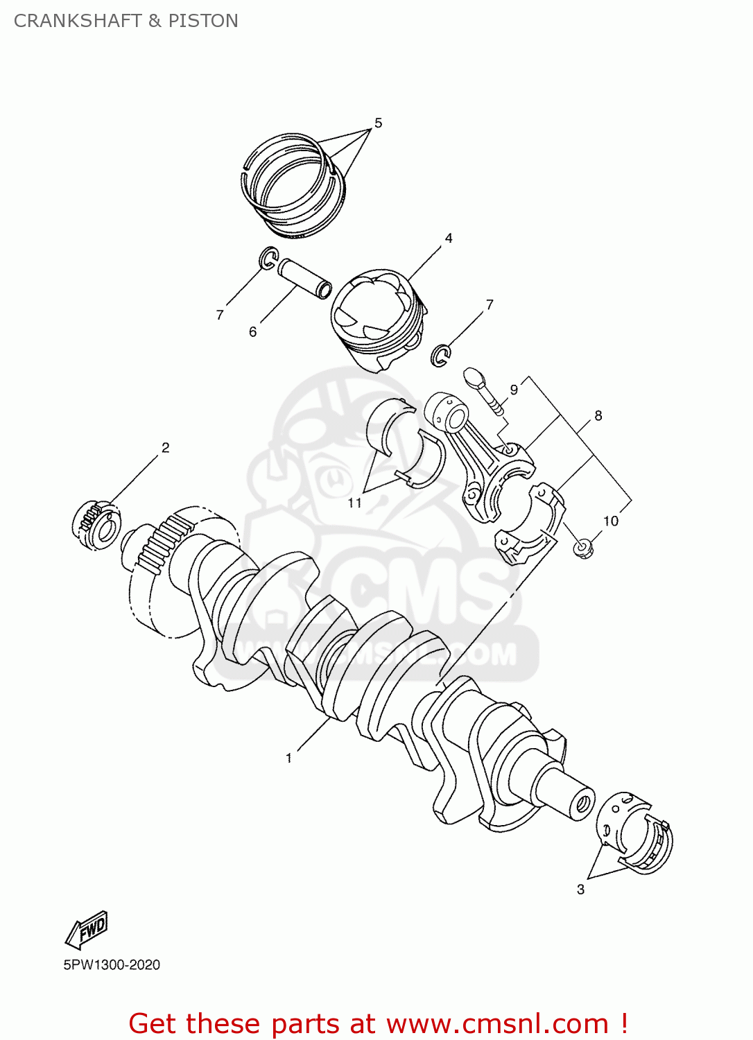 Yamaha YZF-R1 2003 5PW7 PORTUGAL 1B5PW-300E1 CRANKSHAFT & PISTON - buy ...