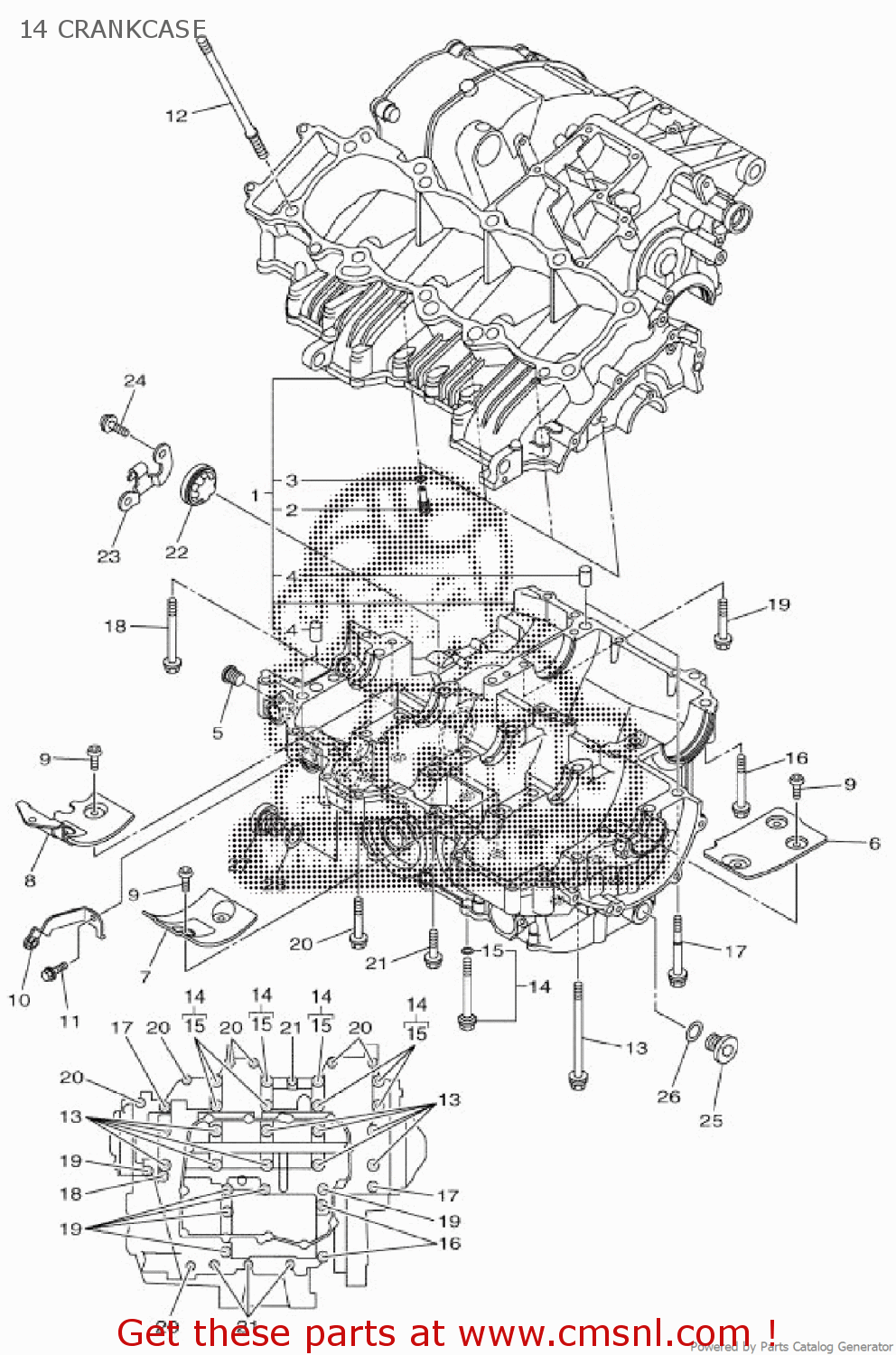 Yamaha YZF-R1 2010 14BC EUROPE 1J14B-300E1 14 CRANKCASE - buy original ...