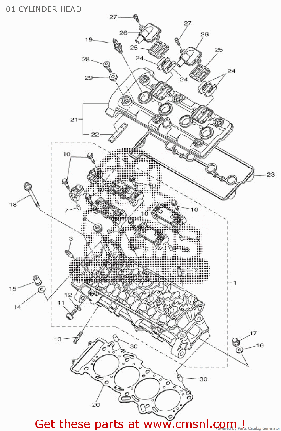 Yamaha YZF-R1 2014 2SG1 EUROPE 1N2SG-415M1 01 CYLINDER HEAD - buy ...