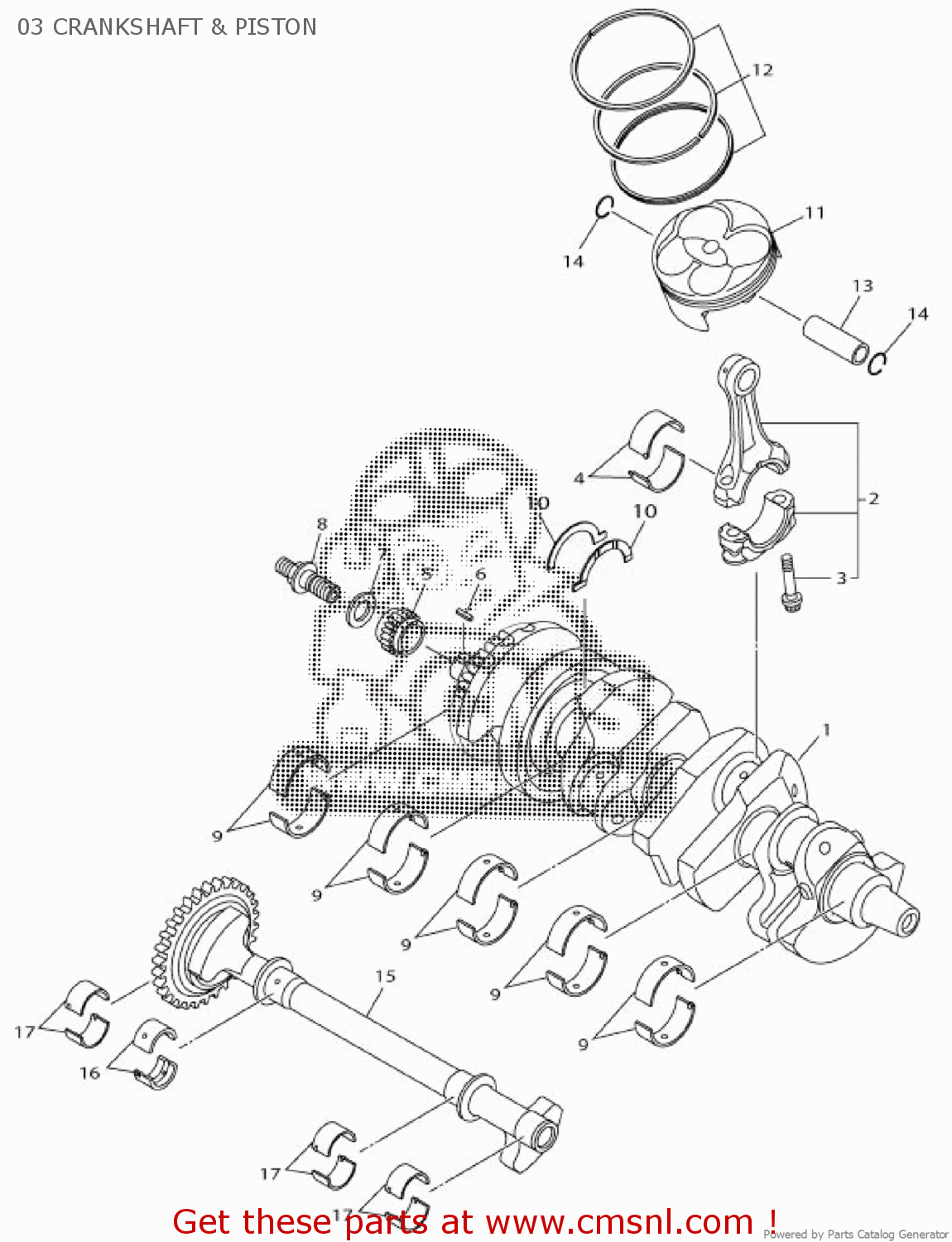 Yamaha YZF-R1 2016 2CRC EUROPE 1R2CR-300E1 03 CRANKSHAFT & PISTON - buy ...