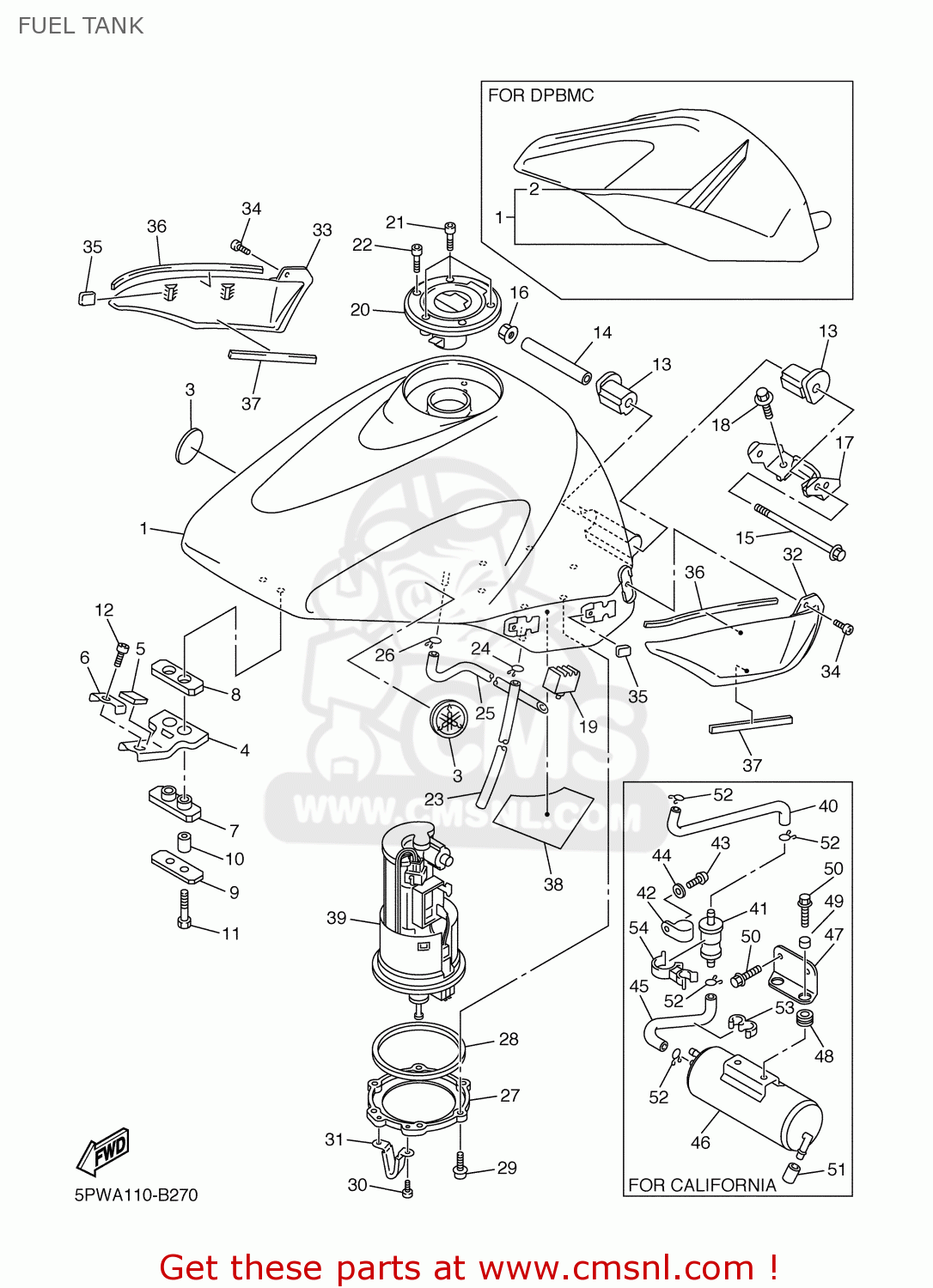 Yamaha YZF-R1-L/S,R1-B,R1C-L/S,R1C-B 2003 (3) USA CALIFORNIA FUEL TANK ...