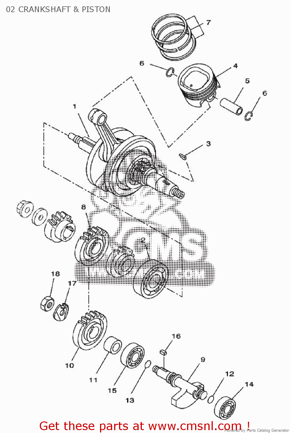 Yamaha YZF-R125 2009 5D72 EUROPE 1H5D7-300E1 02 CRANKSHAFT & PISTON ...