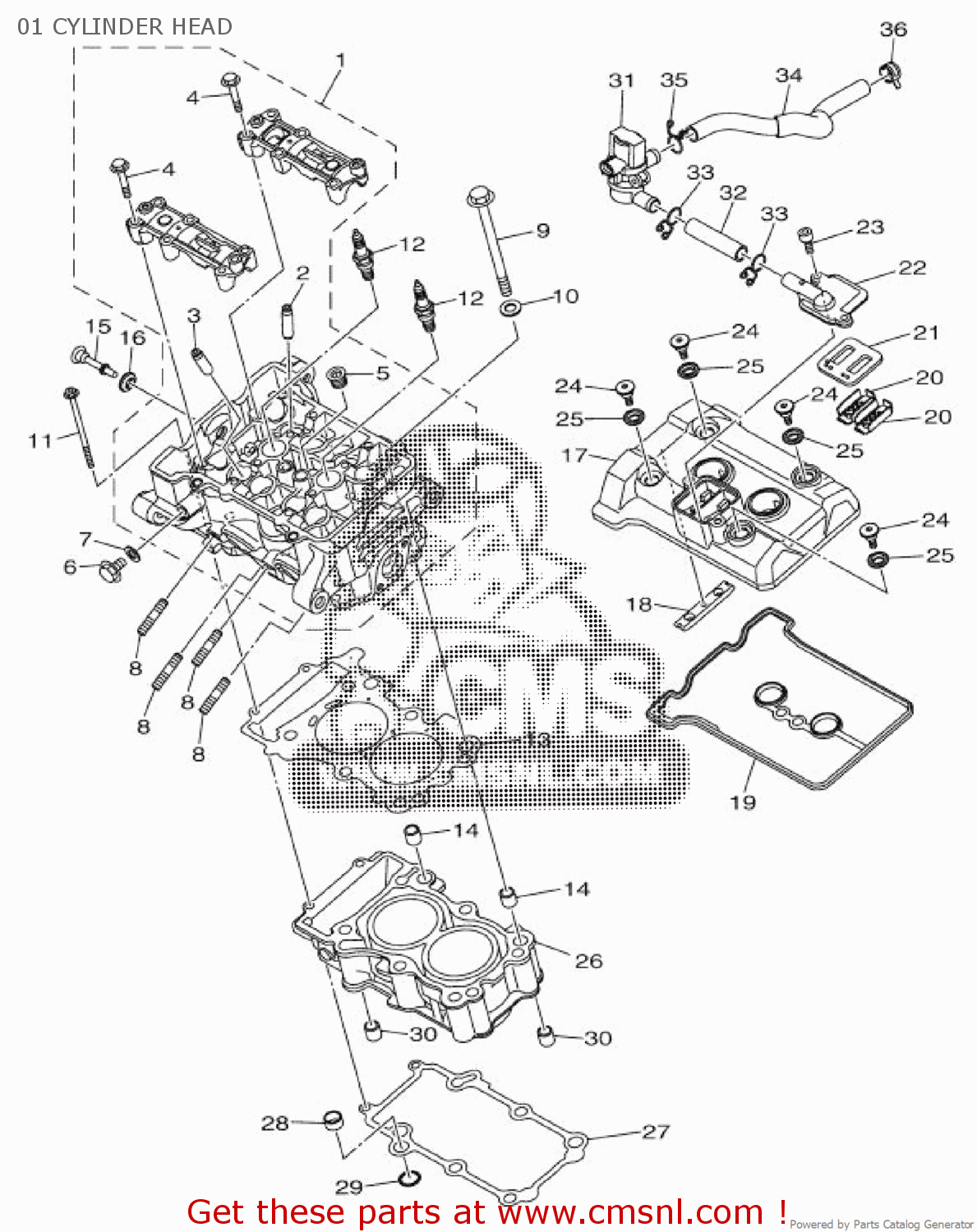 Yamaha YZF-R3A YZF-R3 2018 BR51 EUROPE 1TBR5-300E1 01 CYLINDER HEAD ...