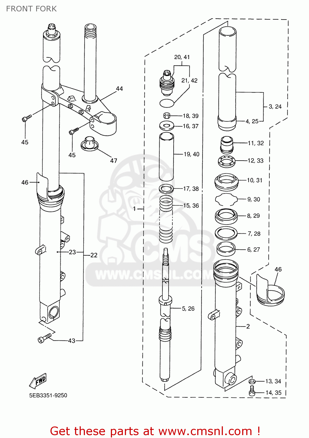 Yamaha YZF-R6 2000 5EB5 DENMARK 105EB-300E3 FRONT FORK - buy original ...