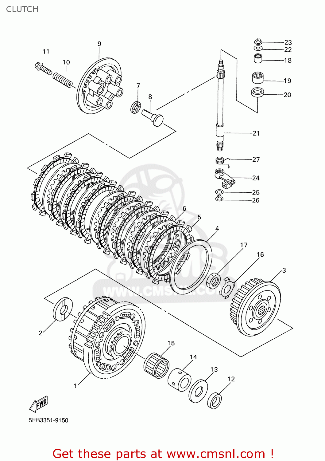 Yamaha YZF-R6 2000 5EB5 ENGLAND 105EB-300E3 CLUTCH - buy original