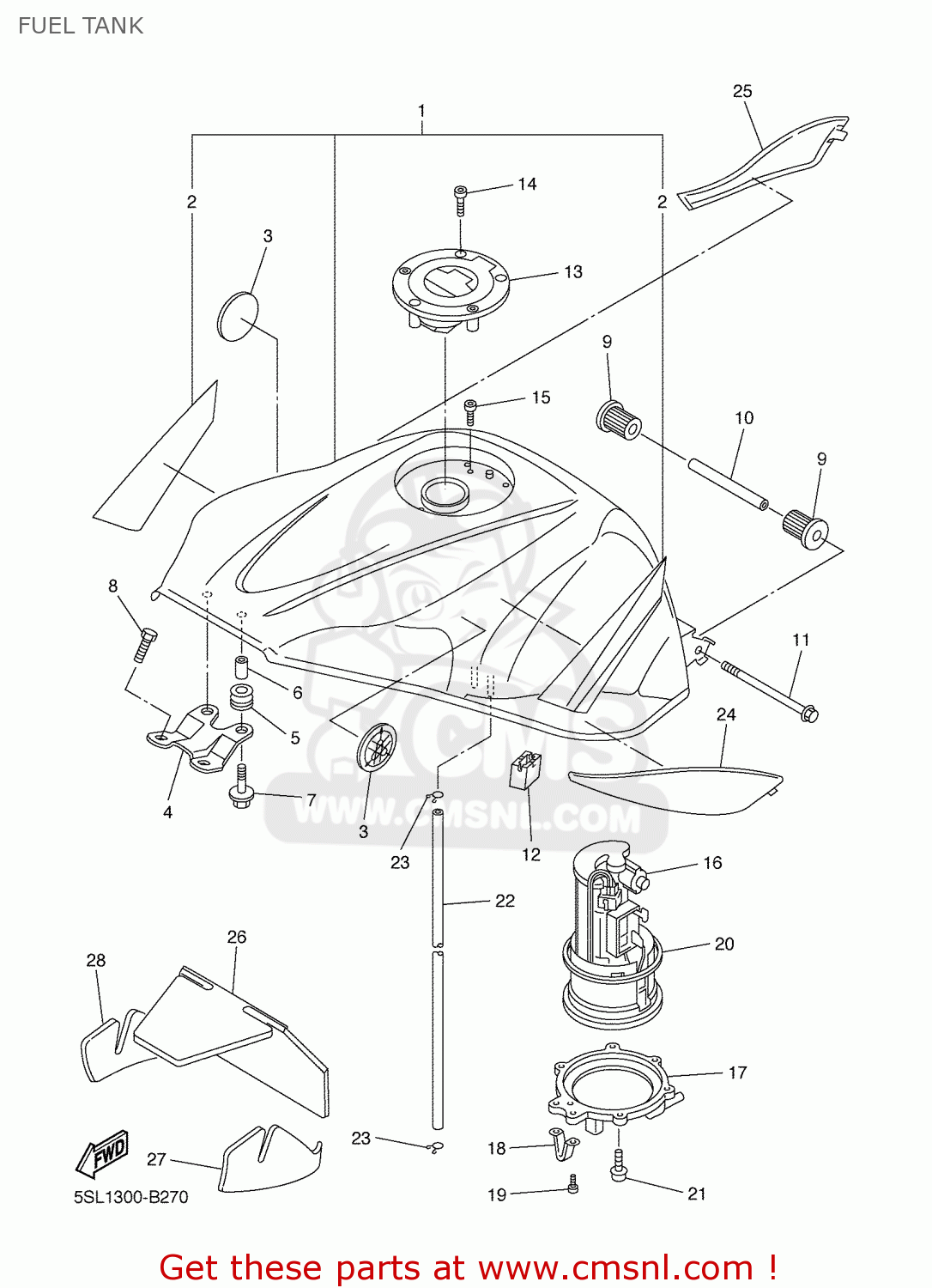 Yamaha YZFR6 2003 5SL1 GERMANY 1B5SL332G2 FUEL TANK buy original