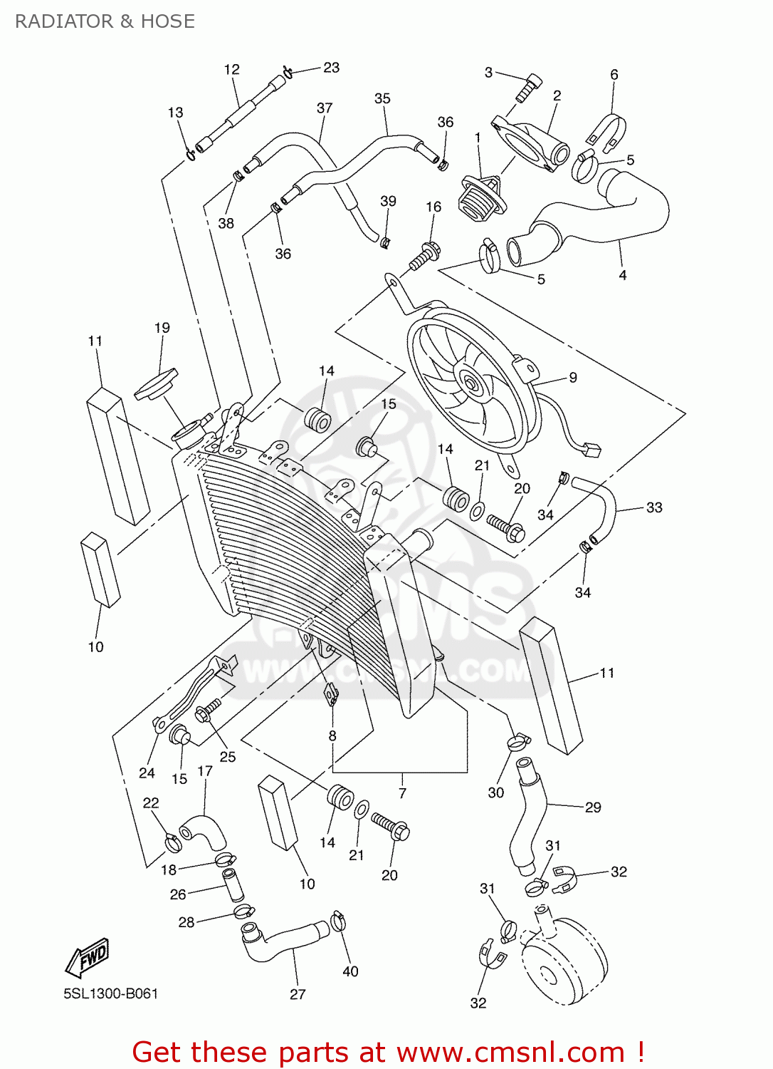 Yamaha YZFR6 2003 5SL1 ITALY 1B5SL300E4 RADIATOR & HOSE buy