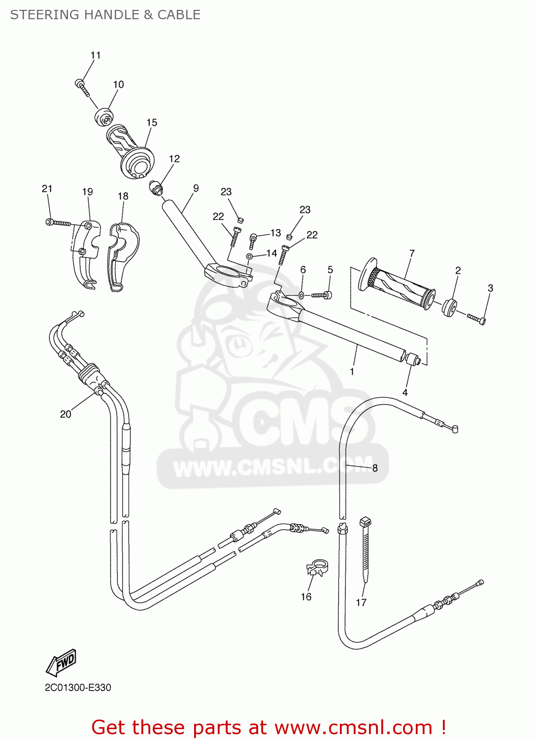 STEERING HANDLE & CABLE - YZF-R6 2006 2C01 DENMARK 1E2C0-300E1