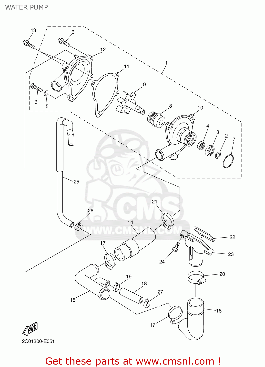 WATER PUMP - YZF-R6 2006 2C01 GREECE 1E2C0-300E1