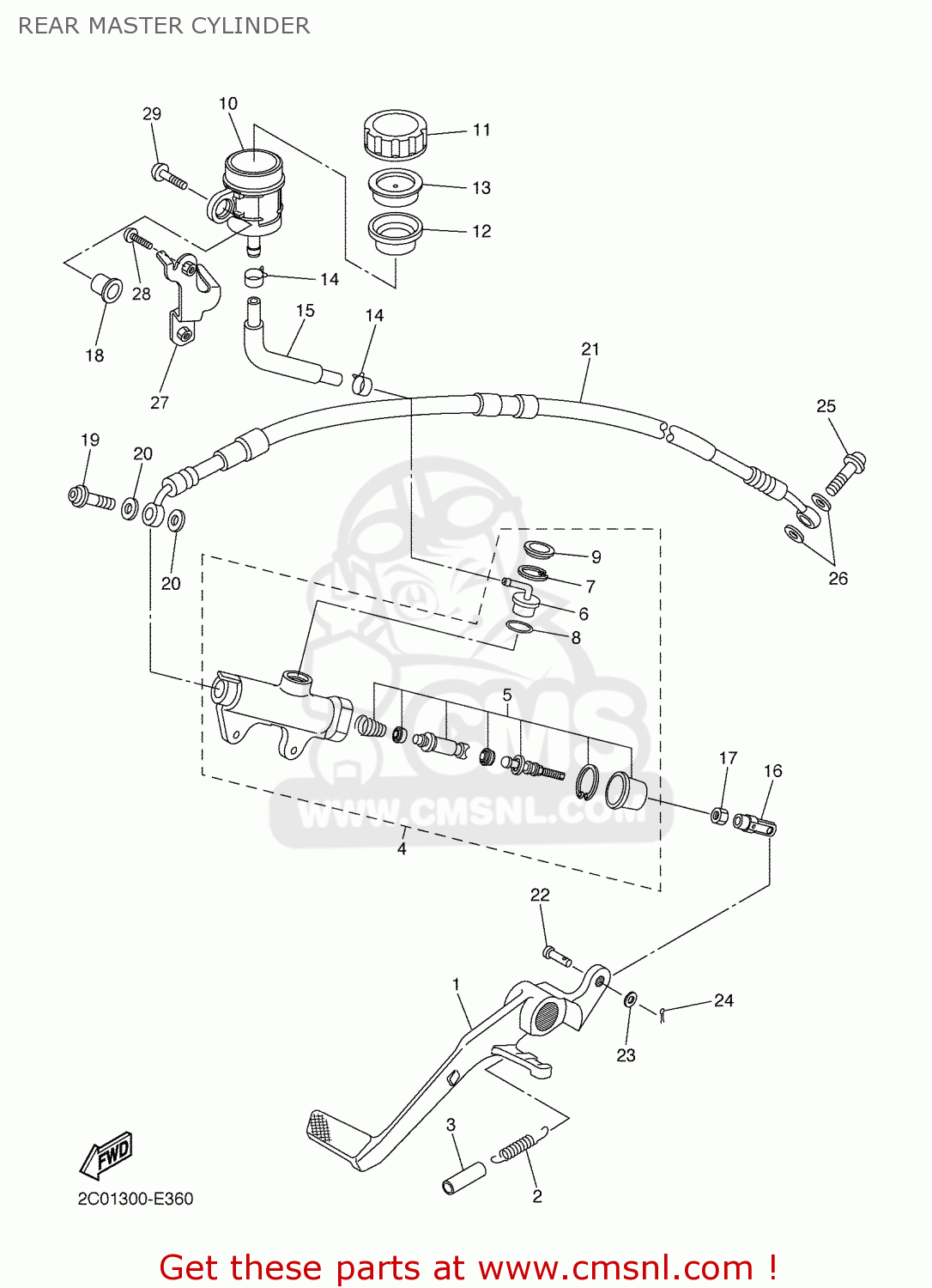 REAR MASTER CYLINDER - YZF-R6 2006 2C01 GREECE 1E2C0-300E1