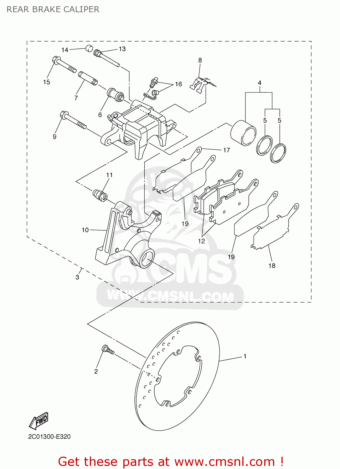 Yamaha YZFR6 2007 2C0B EUROPE 1F2C0300E1 REAR BRAKE CALIPER buy