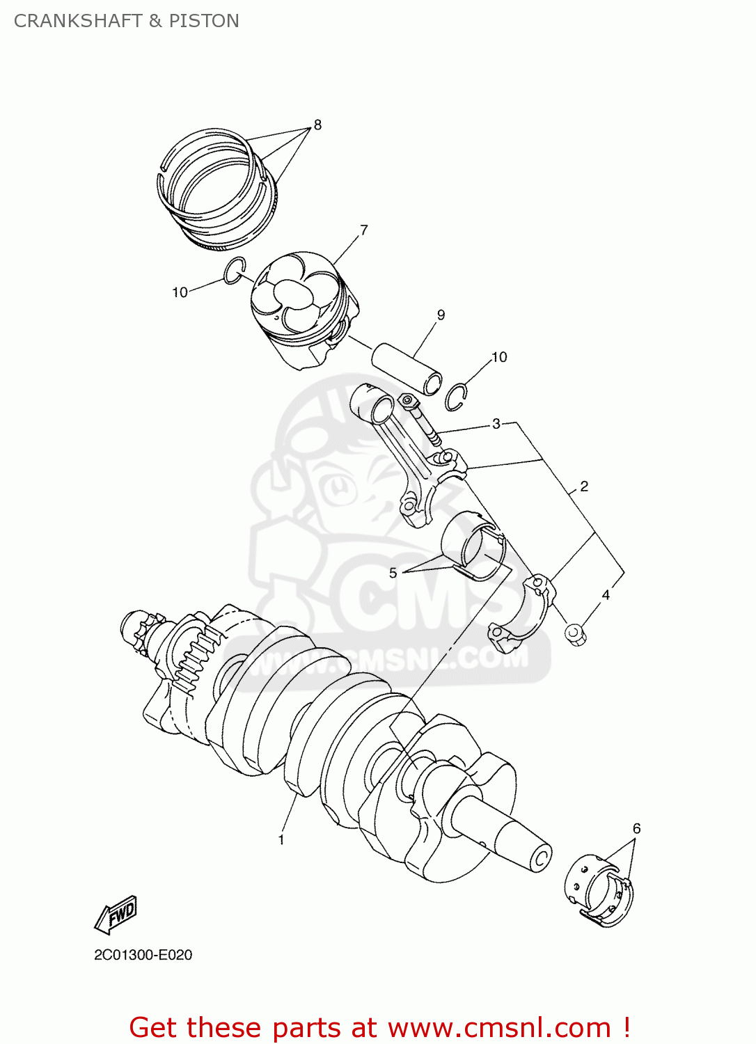 Yamaha YZFR6 2007 2C0B SOUTH AFRICA 1F2C0300E1 CRANKSHAFT & PISTON