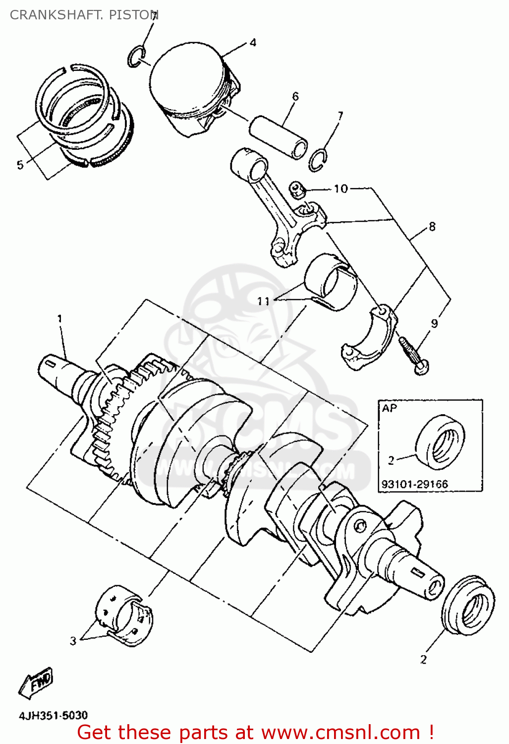 Yamaha YZF600R 1996 4TV1 EUROPE 264TV-300E2 CRANKSHAFT. PISTON - buy ...